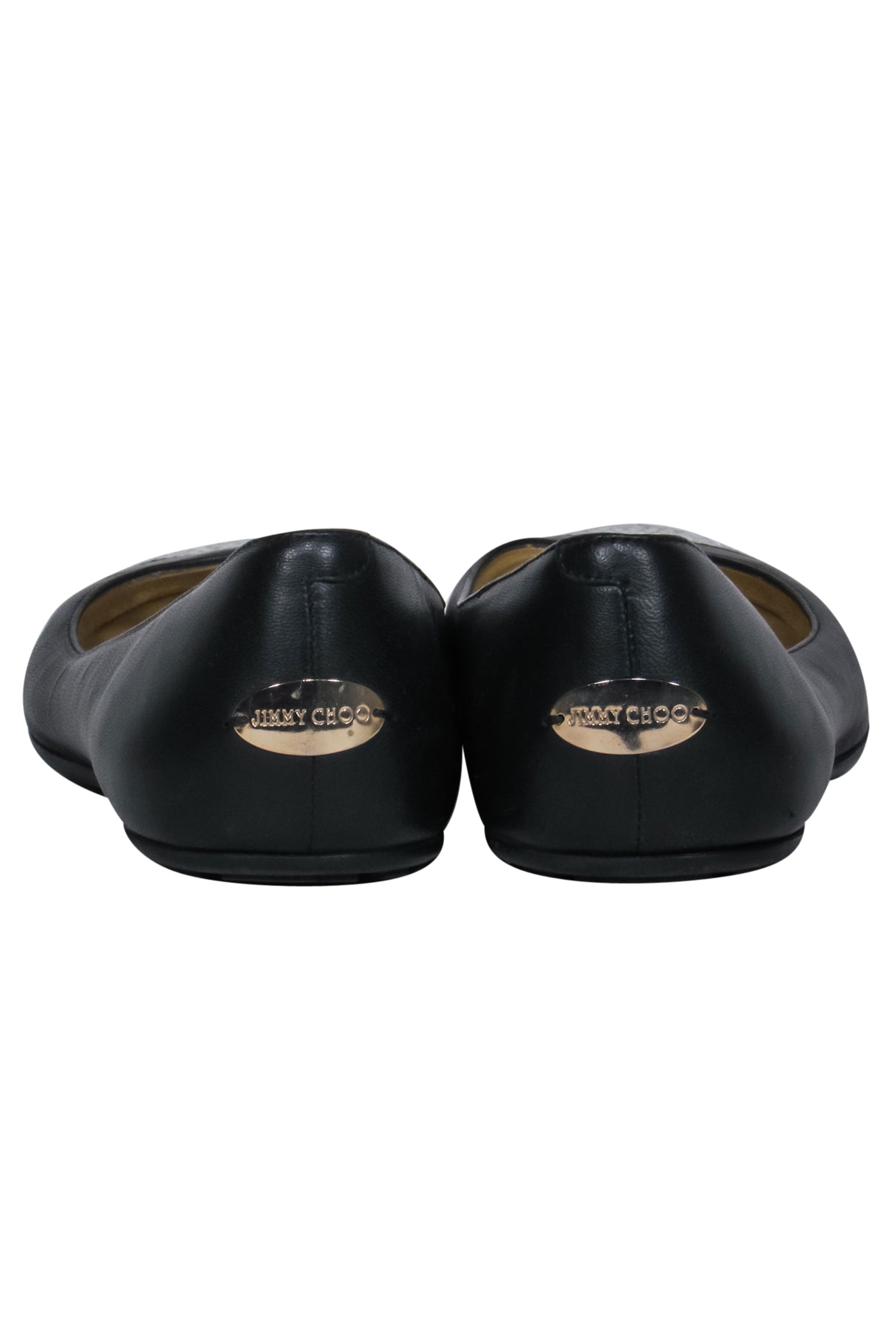 Jimmy Choo Black Leather Rhinestone Cap Toe Ballet Flats - Size 6: Sparkle in Style!