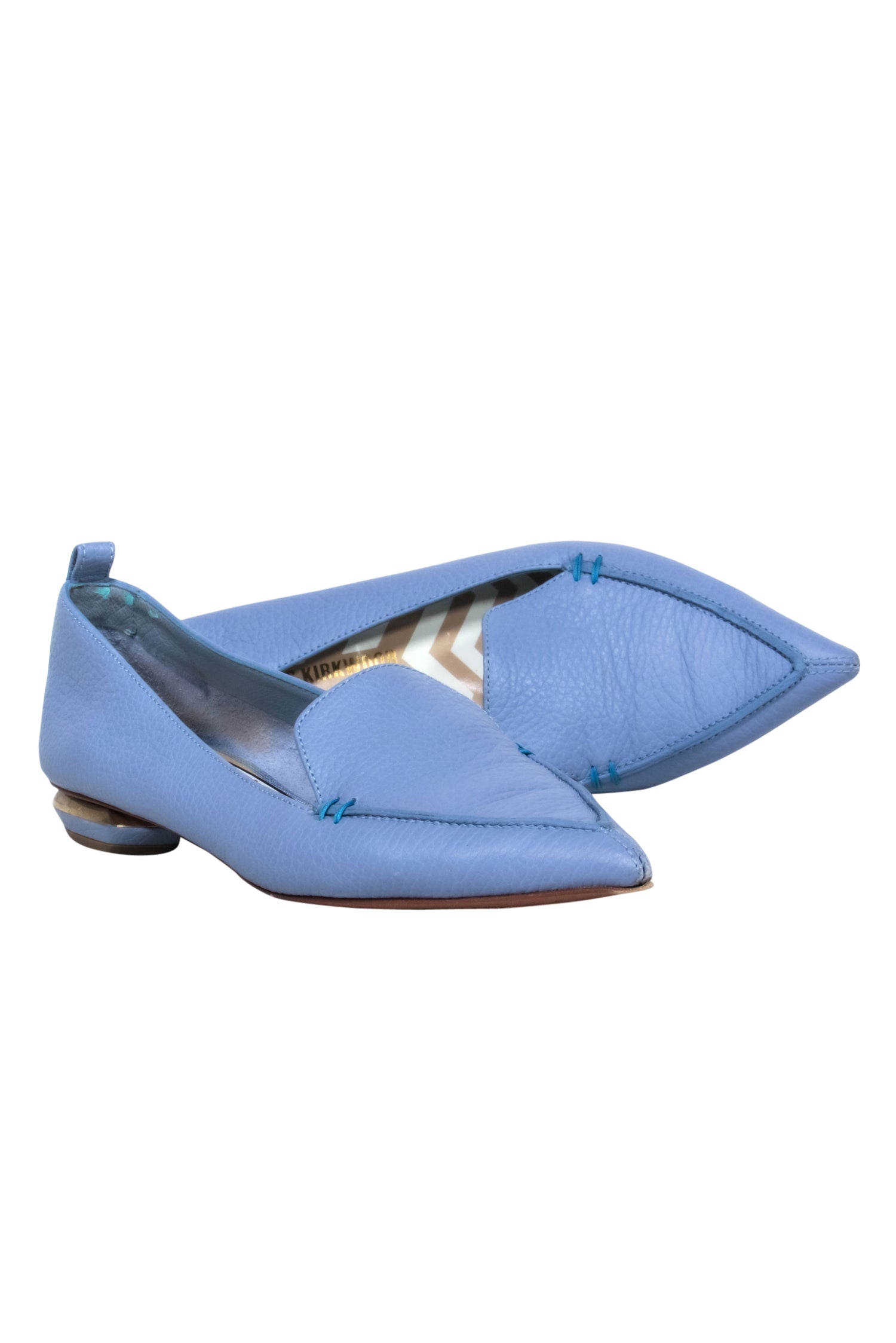 Nicholas Kirkwood - Stunning Light Blue Pebbled Leather Beya Loafers in Size 5.5