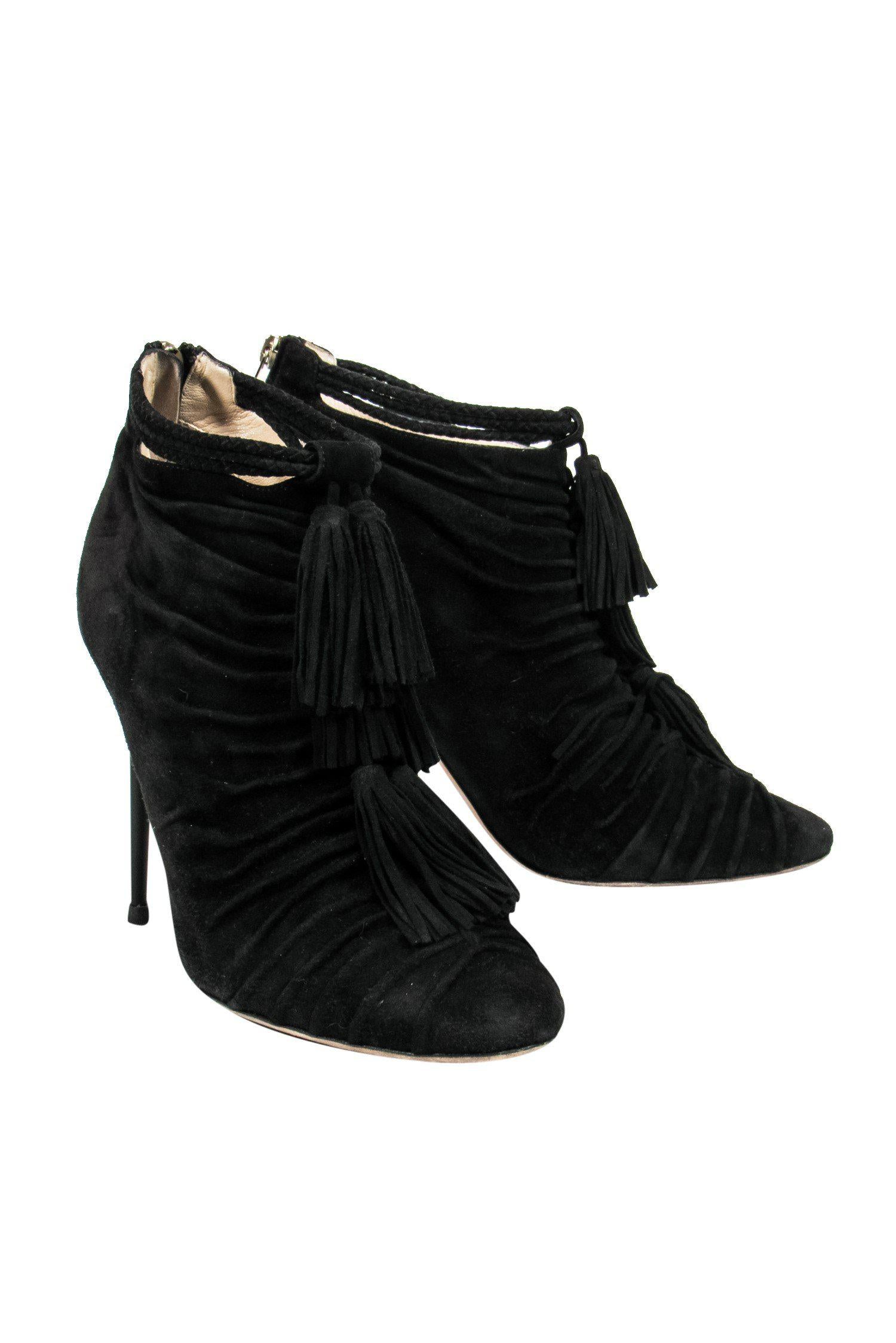 Jimmy Choo Black Tasseled Heeled Booties - Size 11