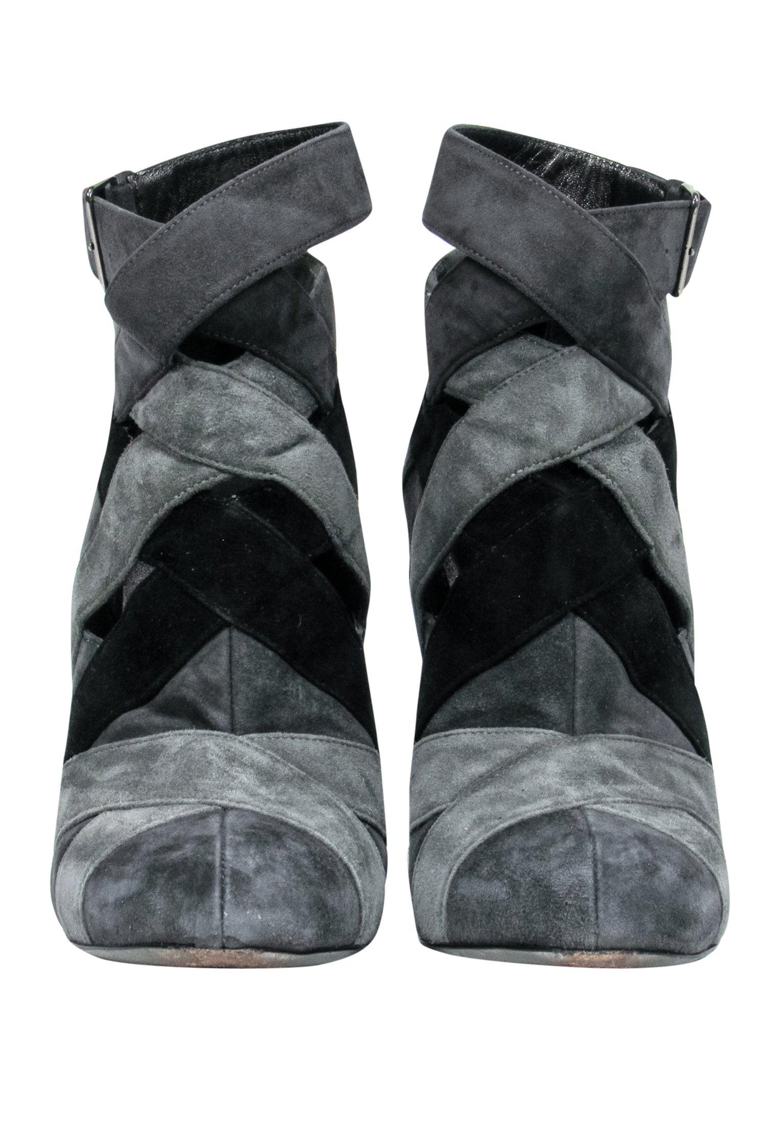 Miu Miu Black & Grey Suede Bootie Heels - Size 7: A Fashion Must-Have!