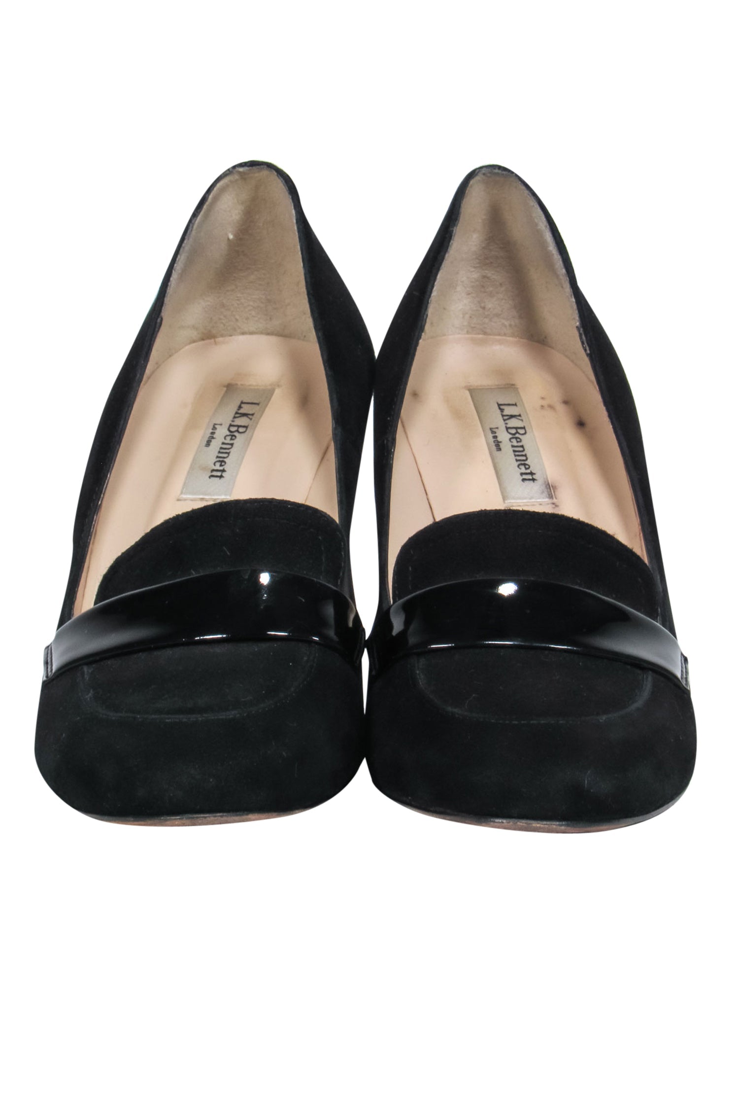 L.K. Bennett Black Suede Loafer-Style Block Heel Pumps - Size 7.5 - Elevate Your Look!