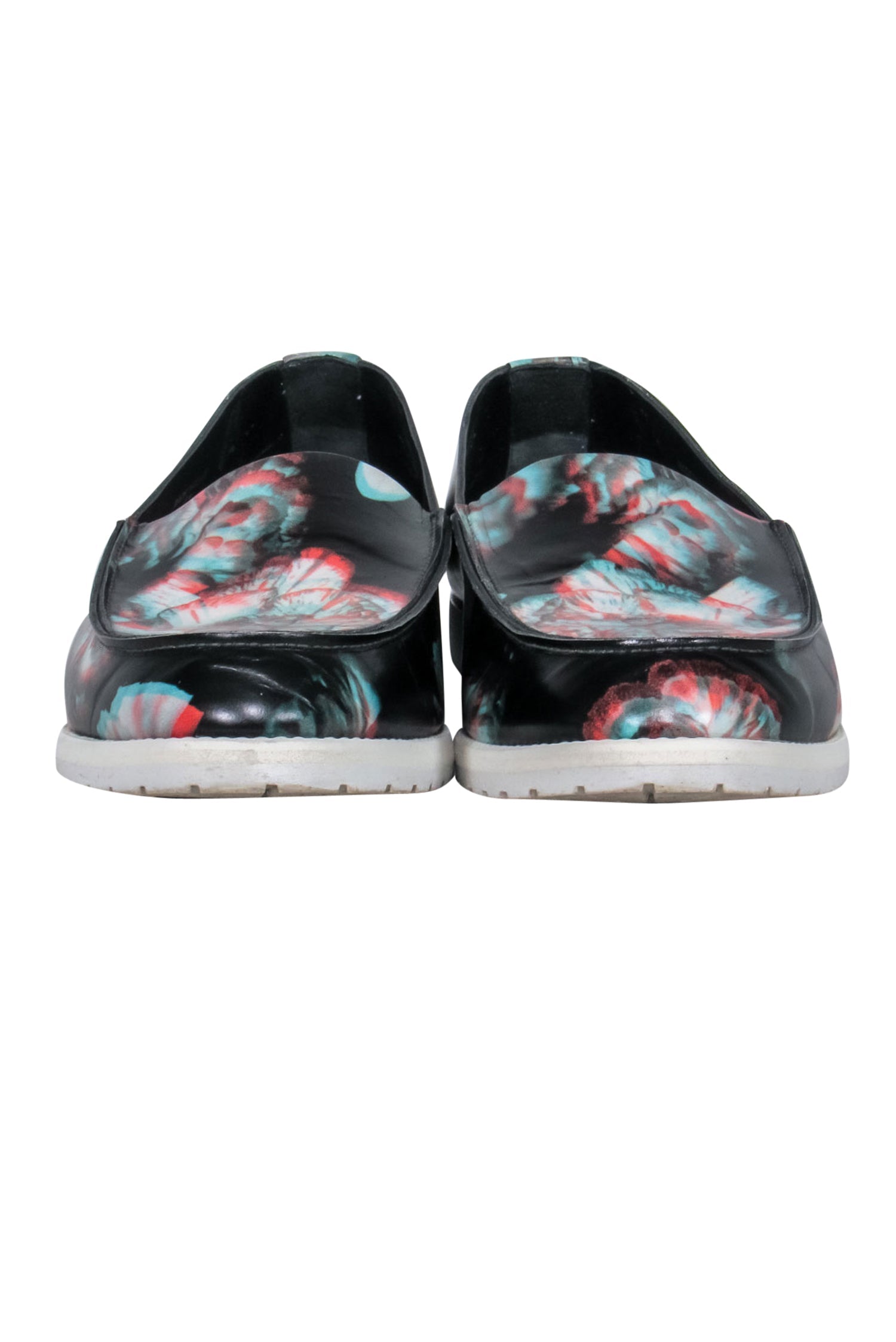 Maison Martin Margiela - Stunning Black & Multicolored 3D Floral Print Loafers in Size 10