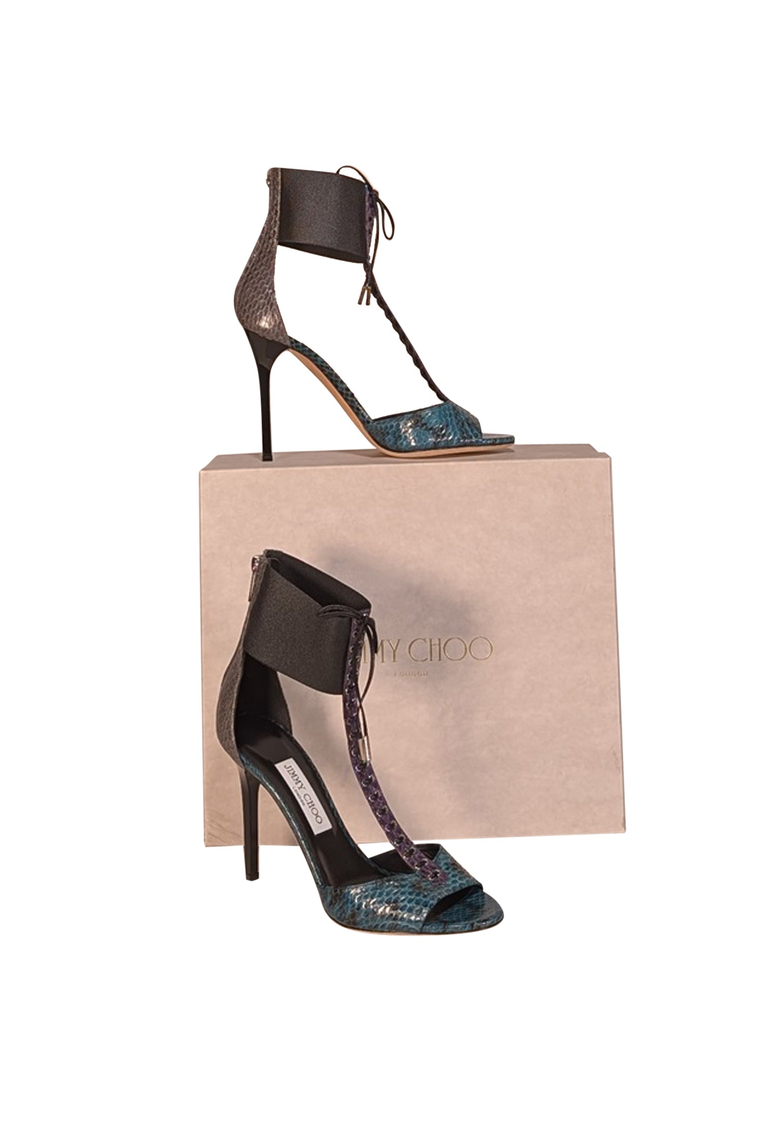 Jimmy Choo Teal Green Snake-Embossed Strappy Pumps: Size 9.5 - Unleash Your Inner Siren!