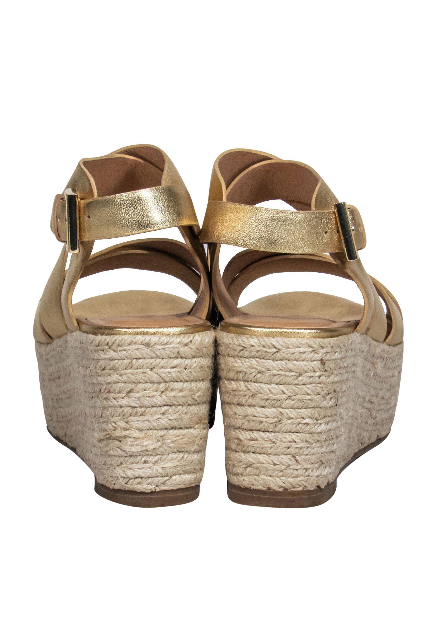 Joie Gold Strappy Woven Platform Wedges - Size 9, Summer Must-Haves