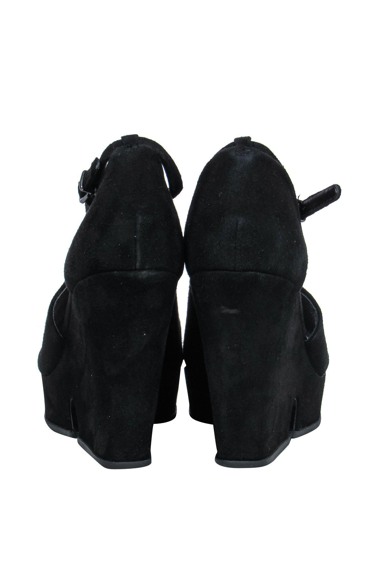 Via Spiga Black Suede Peep Toe Platform Wedges - Size 6.5: Elevate Your Style!