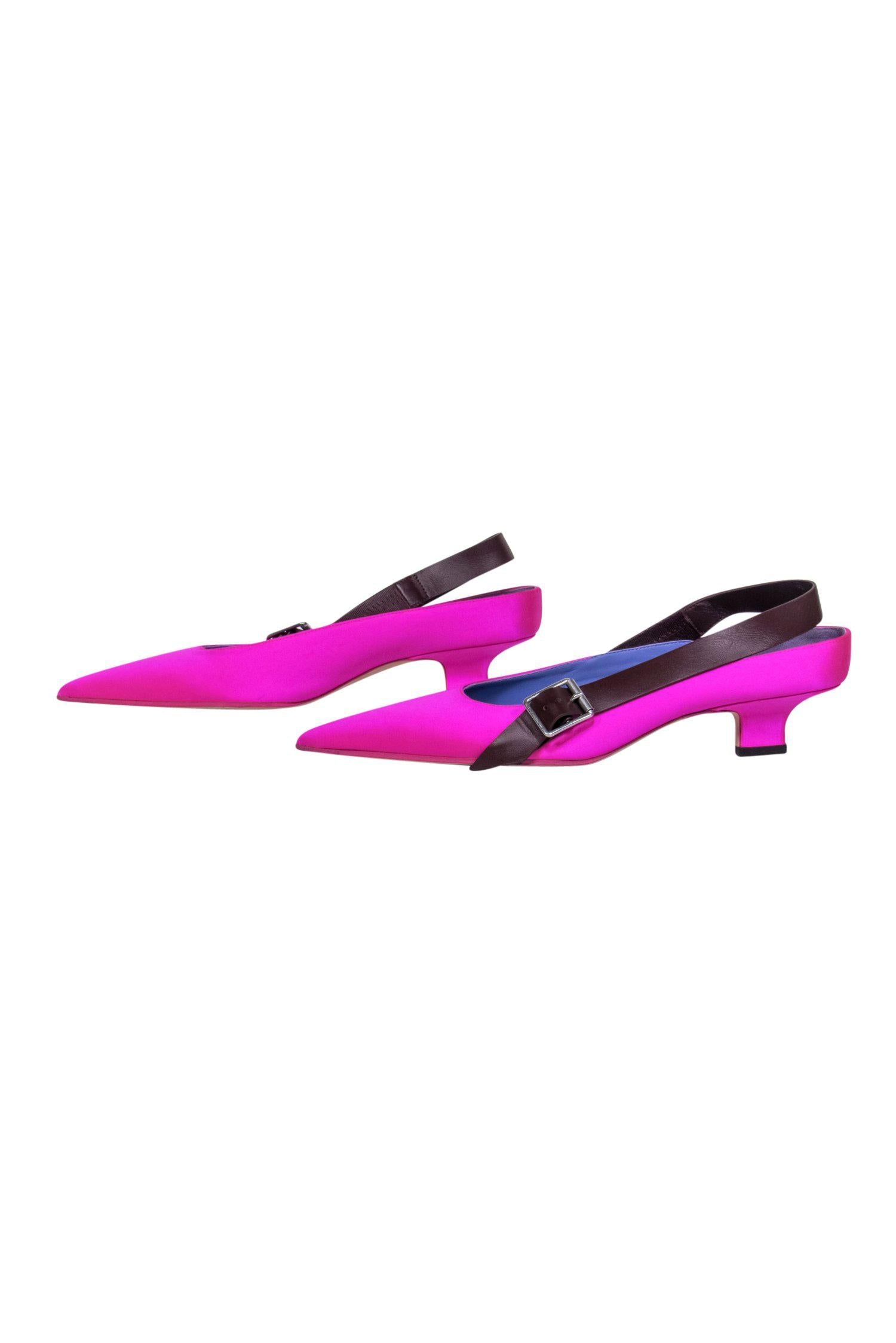 Victoria Beckham's Stunning Hot Pink Satin Slingback Kitten Heels - Size 7.5