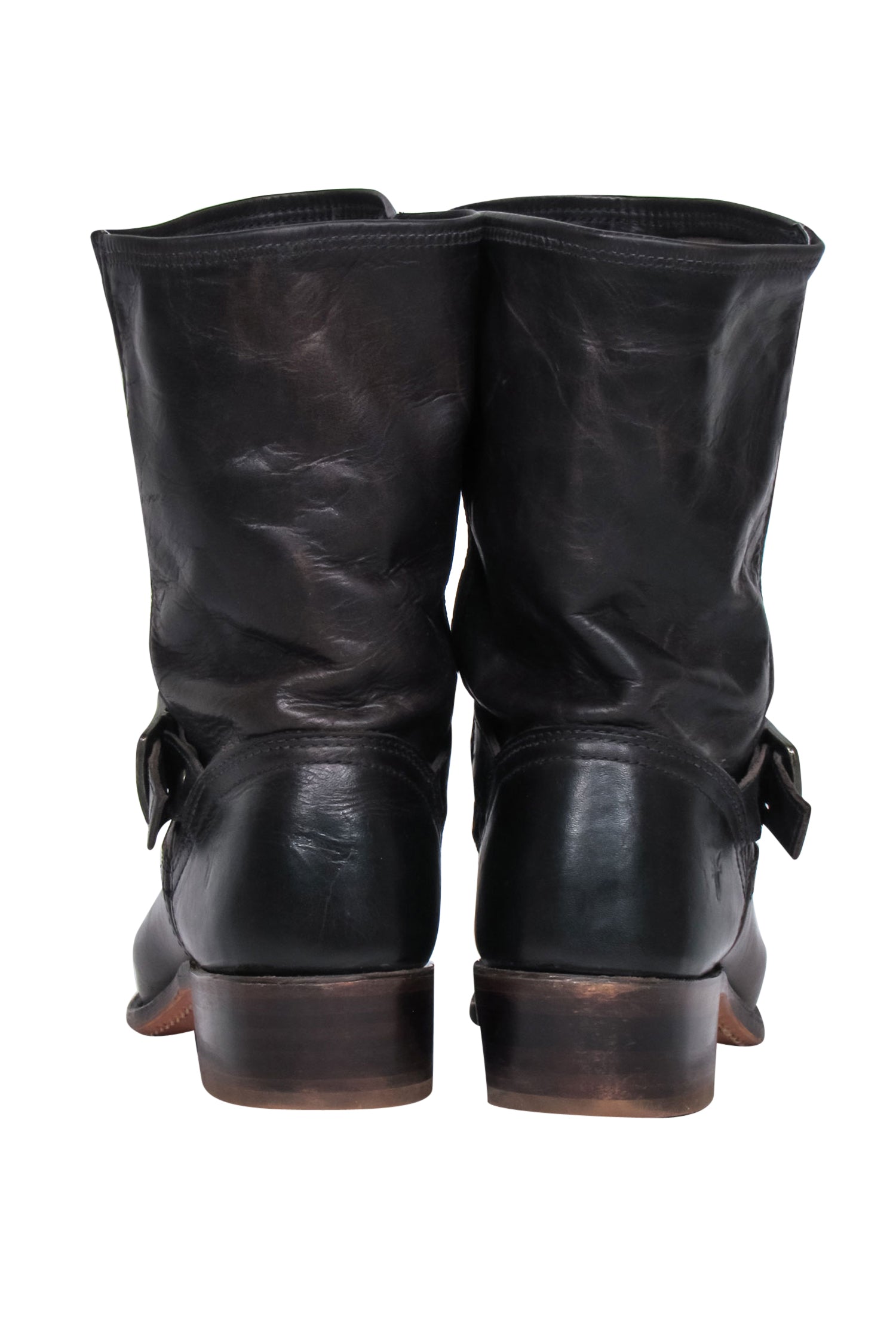 Frye Dark Brown Leather Western-Style Block Heel Booties - Size 10: Cowboy Chic!