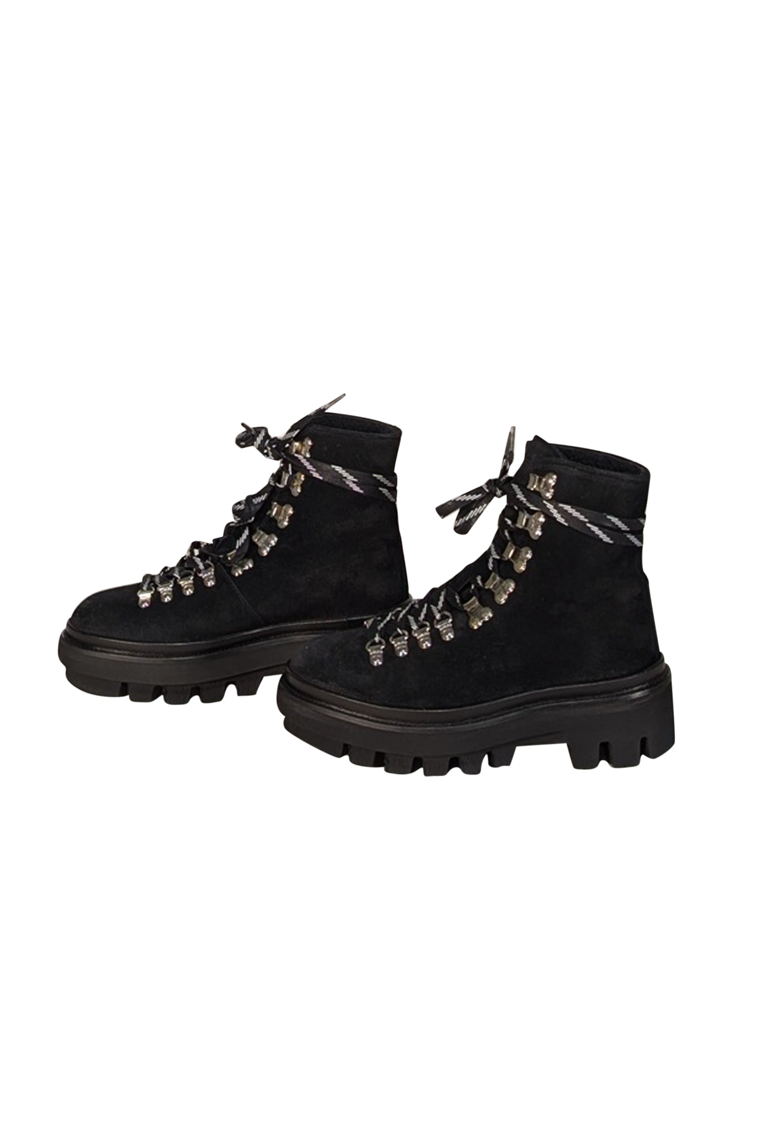 All Saints Black Wanda Shearling Booties - Size 8 - Unleash Your Inner Rebel!