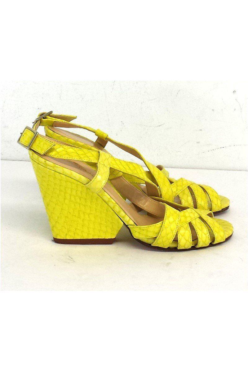 Kate Spade Lime Yellow Snakeskin Leather Wedges - Size 5 - Irresistible Style!