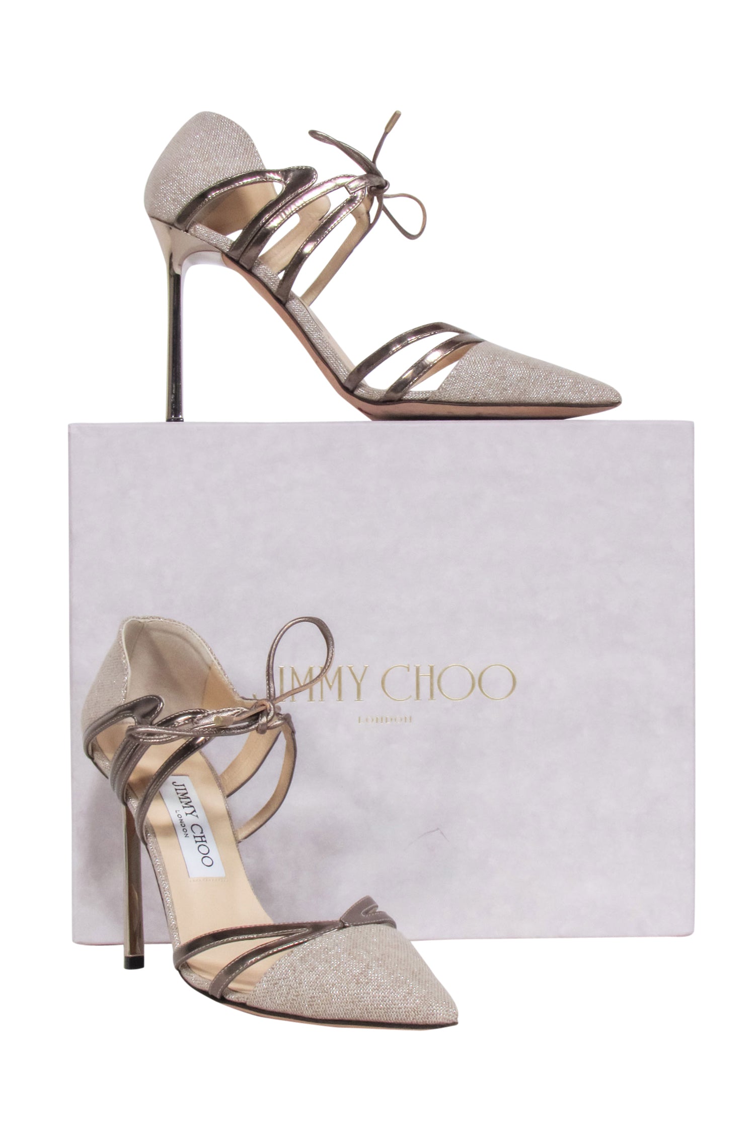 Jimmy Choo Nude Metallic Pointed Toe Pumps - Size 8: Glam Up Your Look!