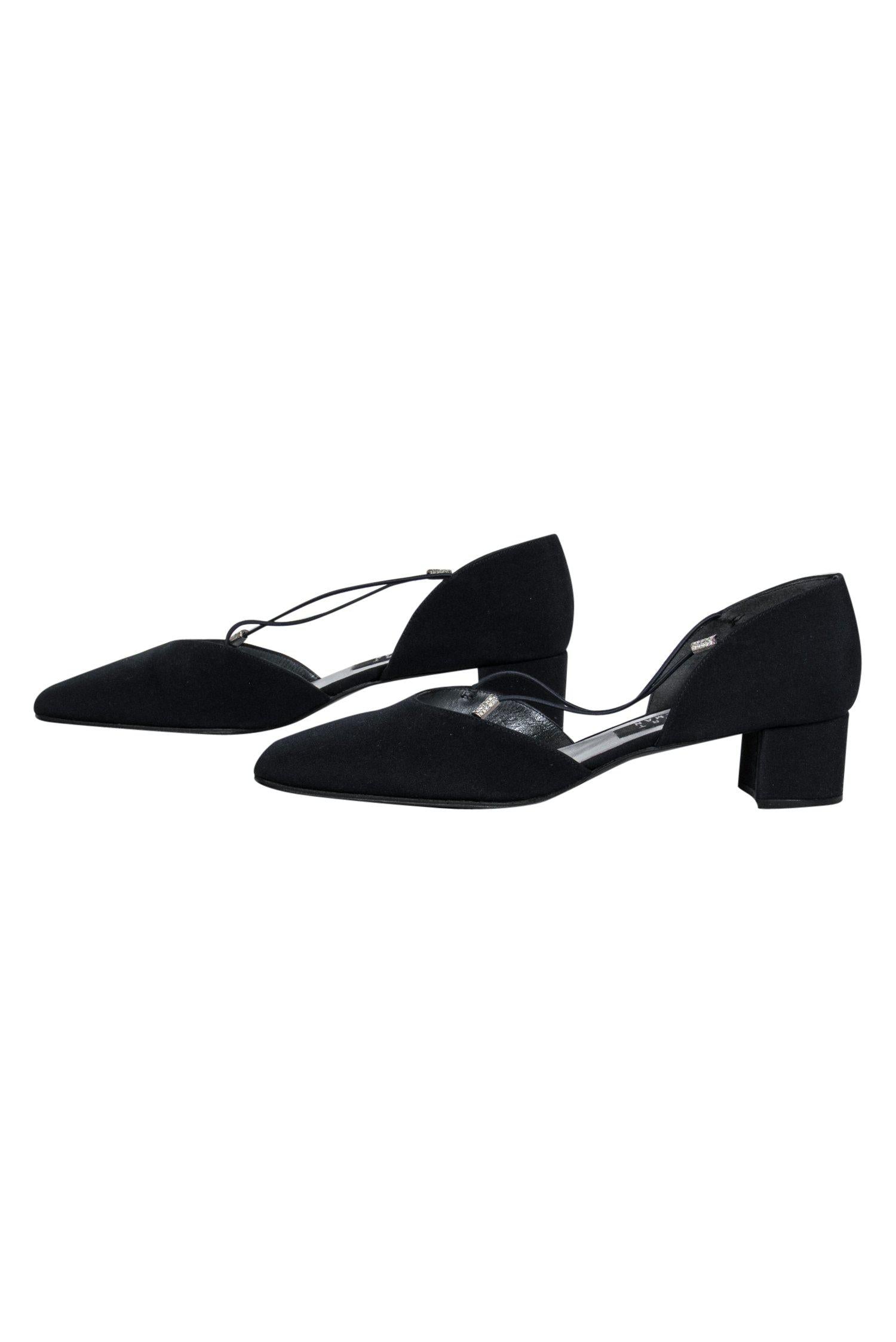 Stuart Weitzman Glamorous Black Block Heel Crisscross Pumps - Size 7.5