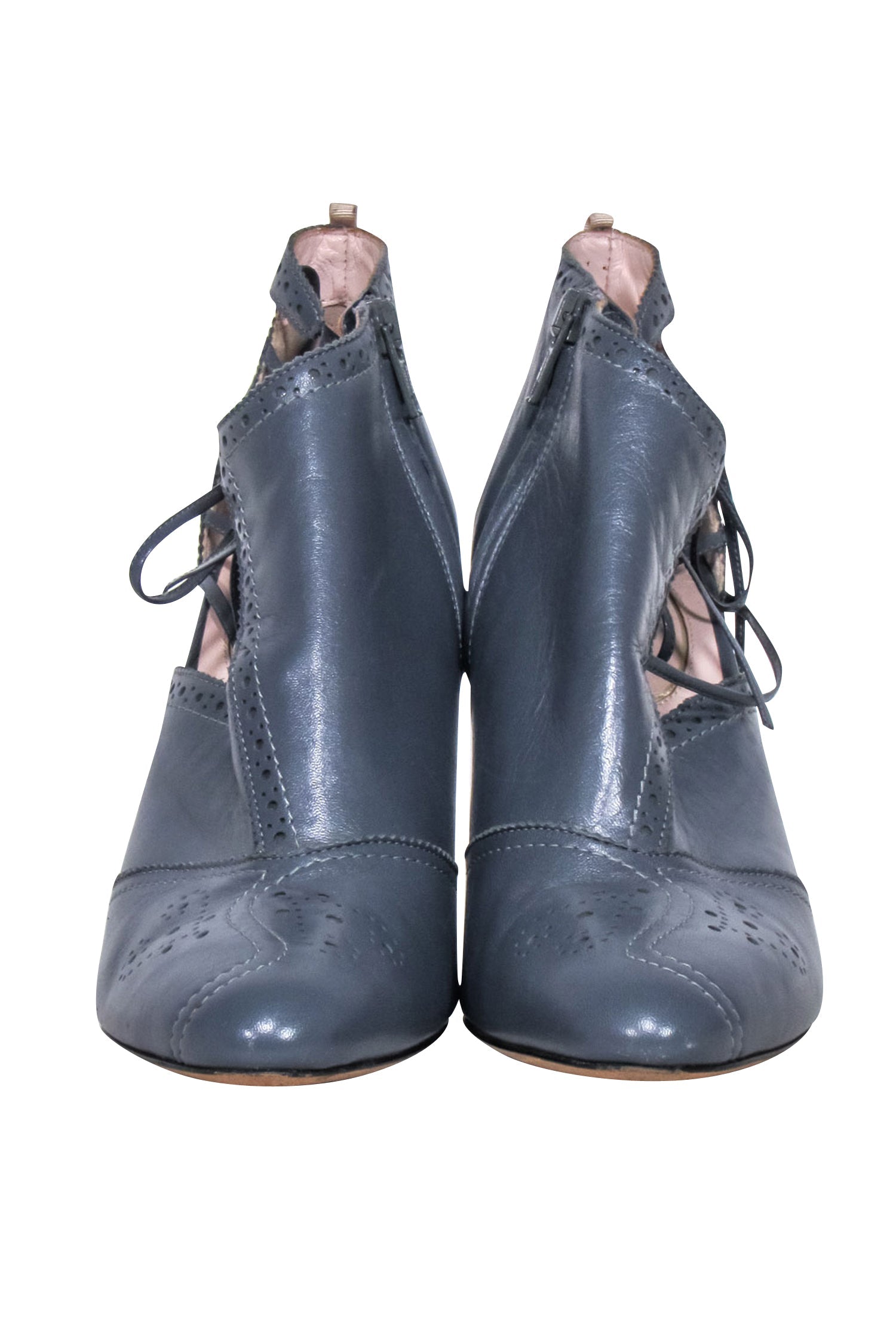 Sarah Jessica Parker Light Blue Leather Caged Side Pumps - Size 7.5 - Turn Heads with Style!