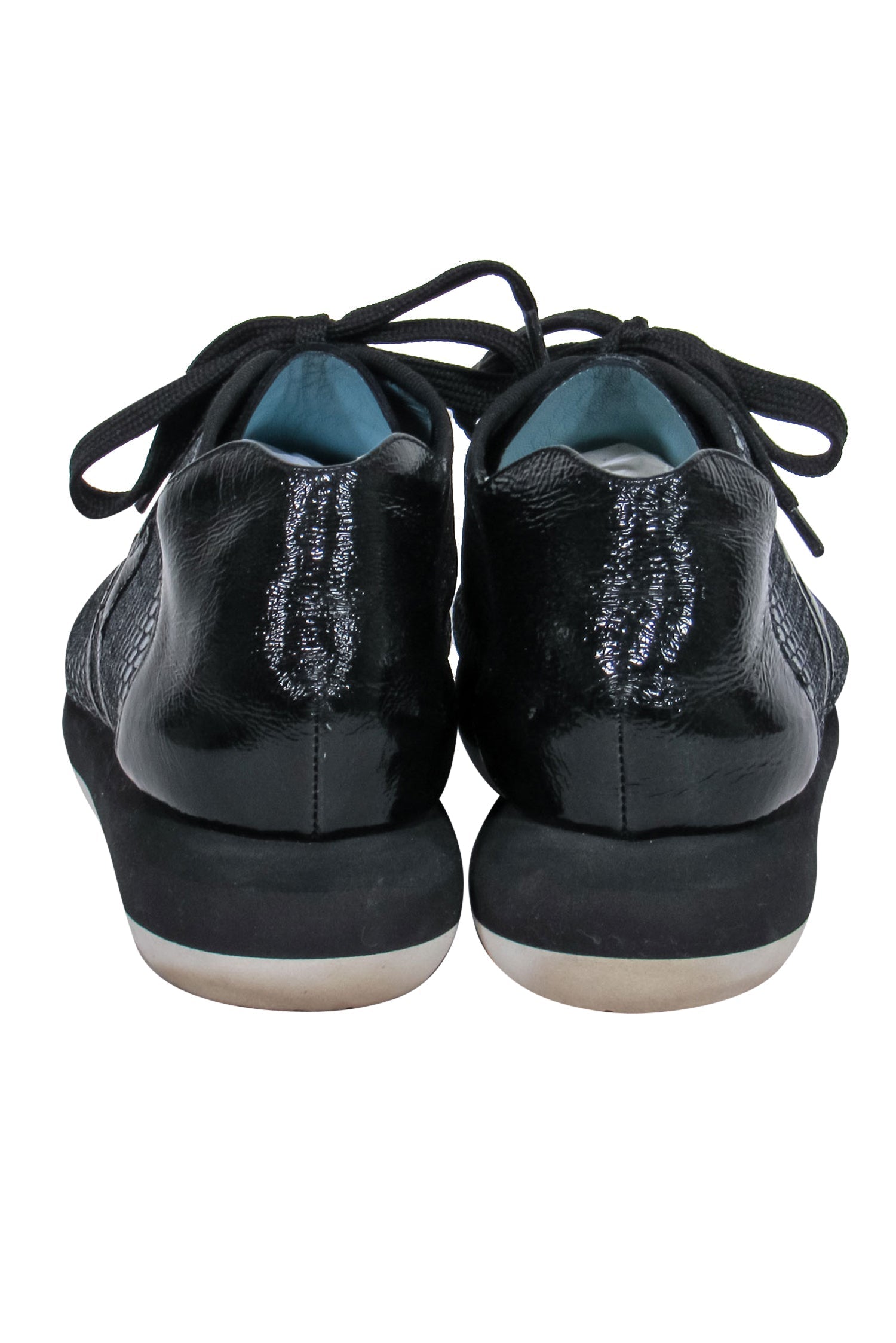 Thierry Rabotin's Stunning Black Patent Leather & Mesh Lace - Up Platform Sneakers in Size 7.5