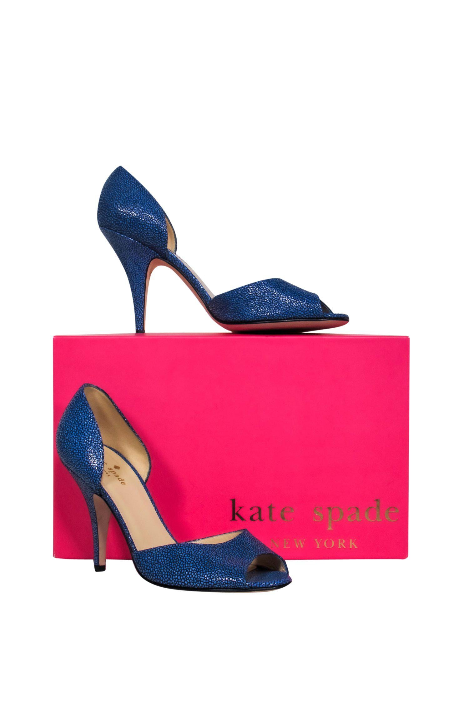 Kate Spade Blue Speckled Textured Open Toe Heels - Size 8, A Must - Have Fashion Statement!