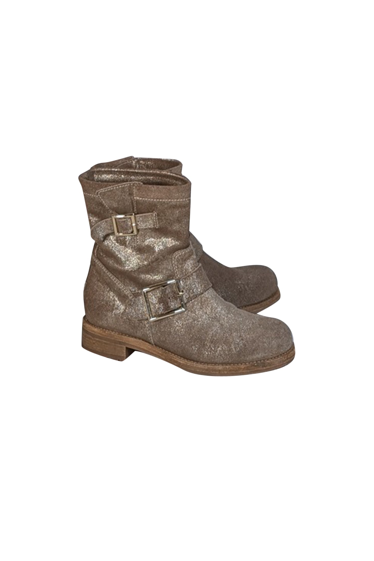 Jimmy Choo Gold Metallic Low Boots - Size 7 - Luxury Weekend Essential