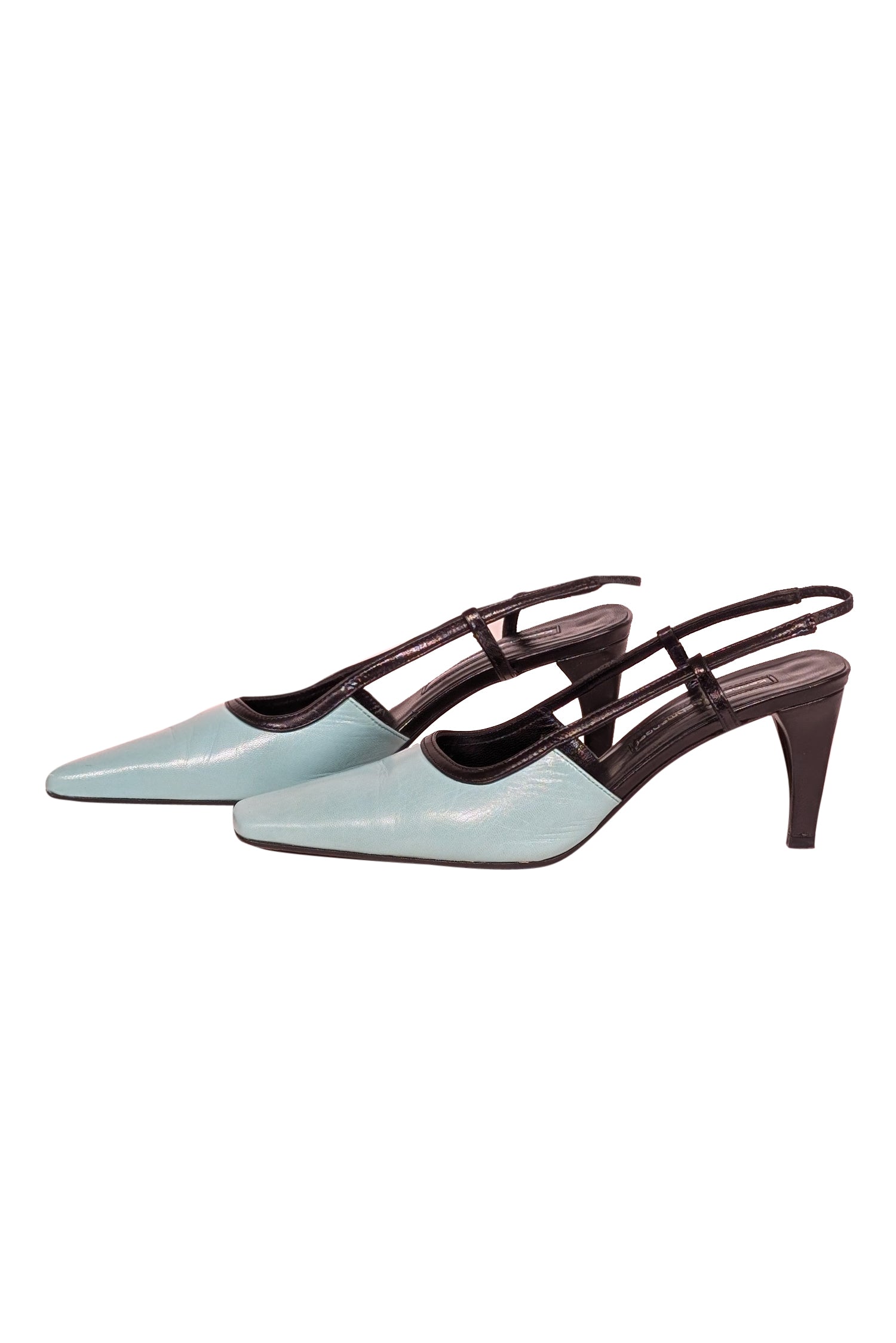 Kennel & Schmenger Mint & Black Leather Sling Back Pumps - Size 4: Stylish Office Must-Haves