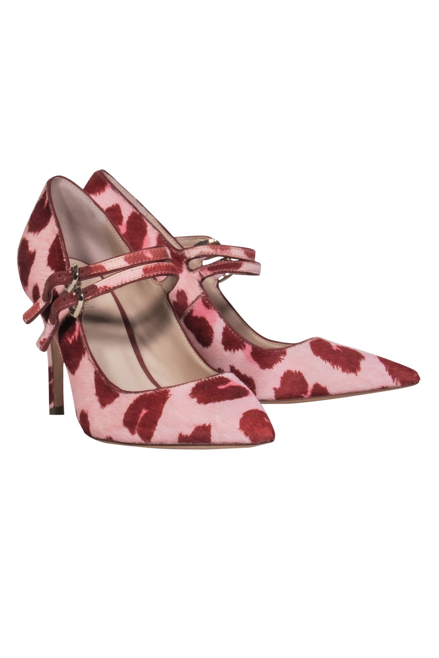 Kate Spade Pink & Red Leopard Print Fur Mary-Jane Heels - Size 7: Add Vintage Glamour!