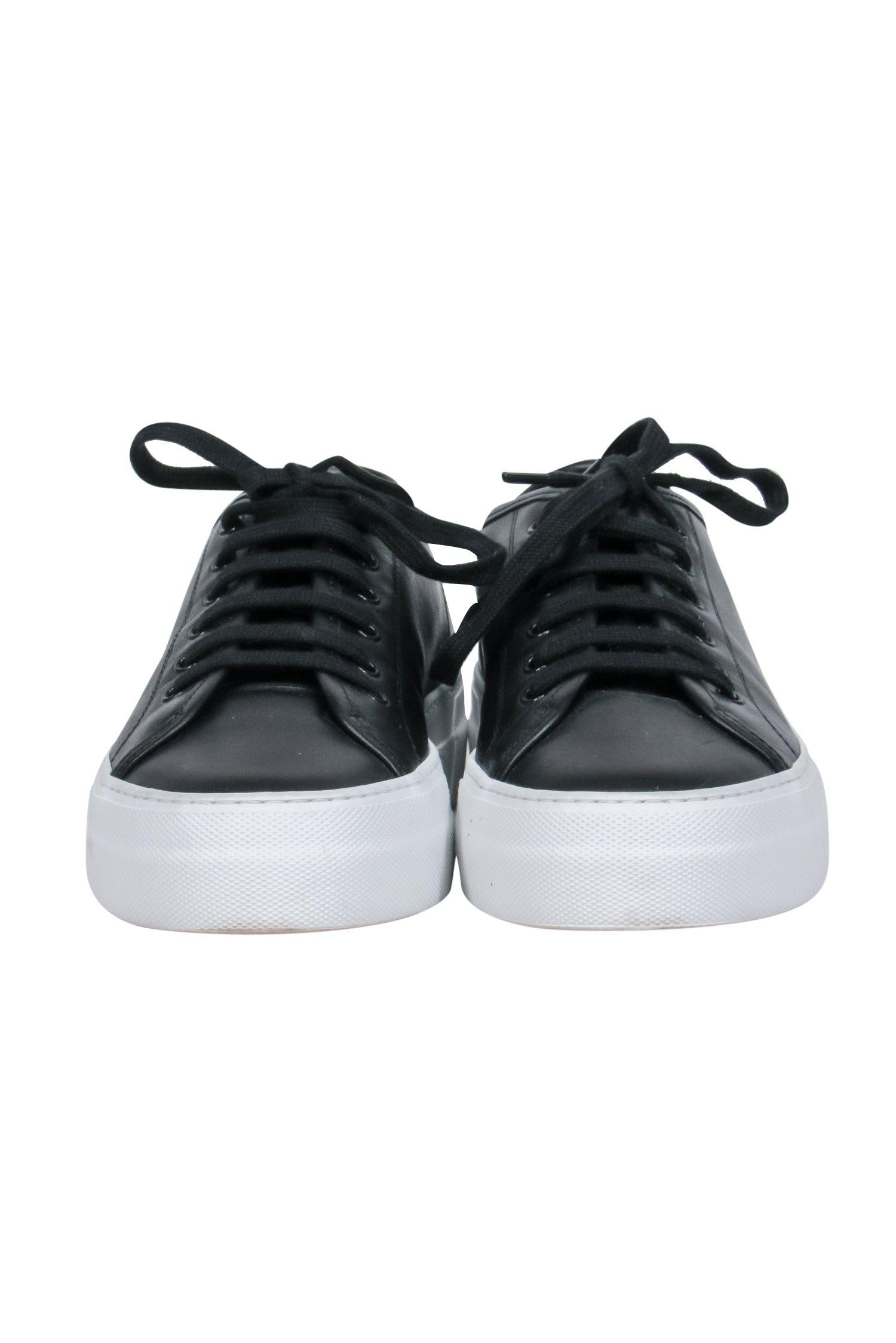 Common Projects - Stylish Black Lace - Up Platform Tournament Sneakers in Size 5