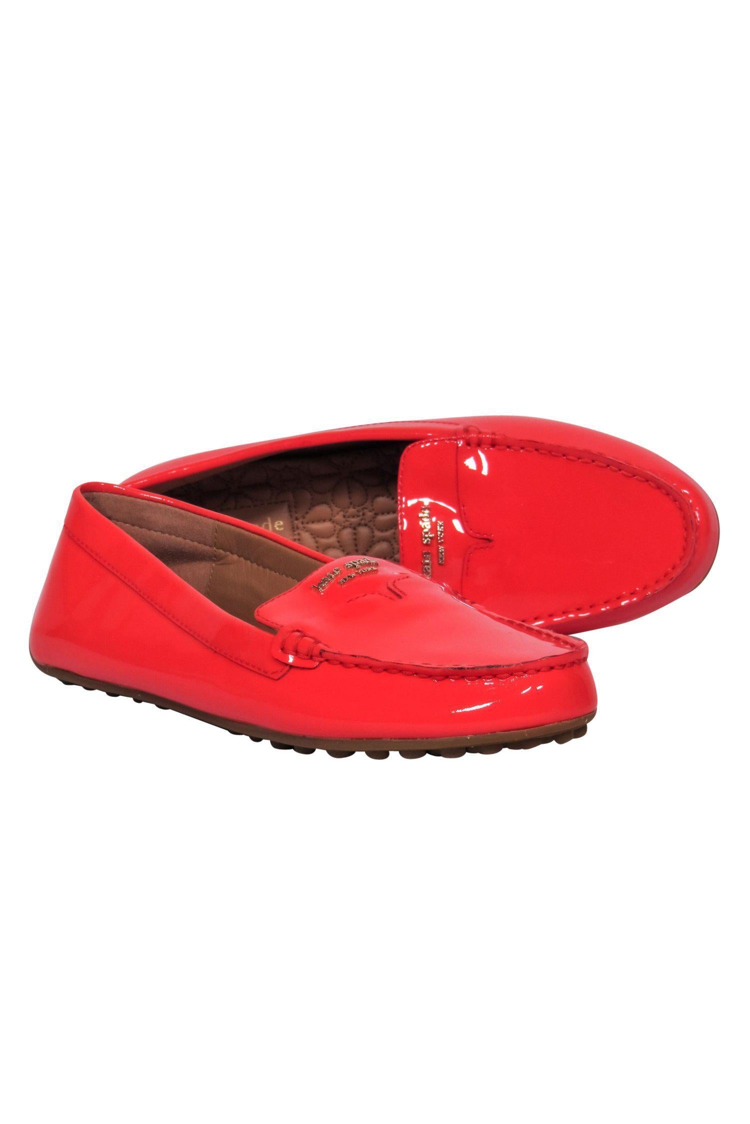 Kate Spade's Stunning Bright Red Patent Leather Deck Loafers - Size 8.5