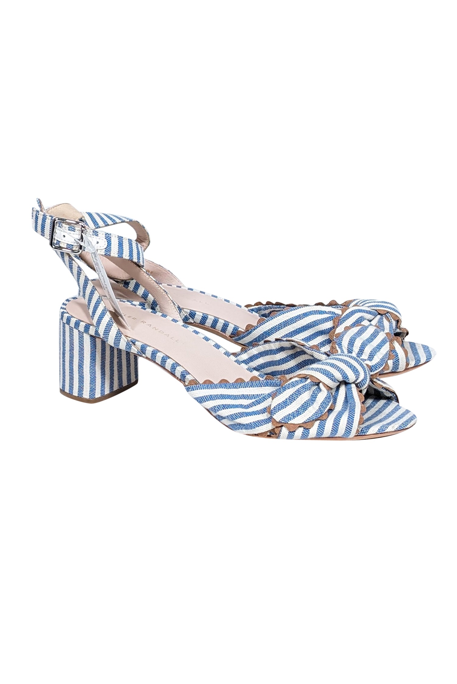 Loeffler Randall Blue & White Stripe Strappy Sandals - Size 10: Summer's Must-Have!