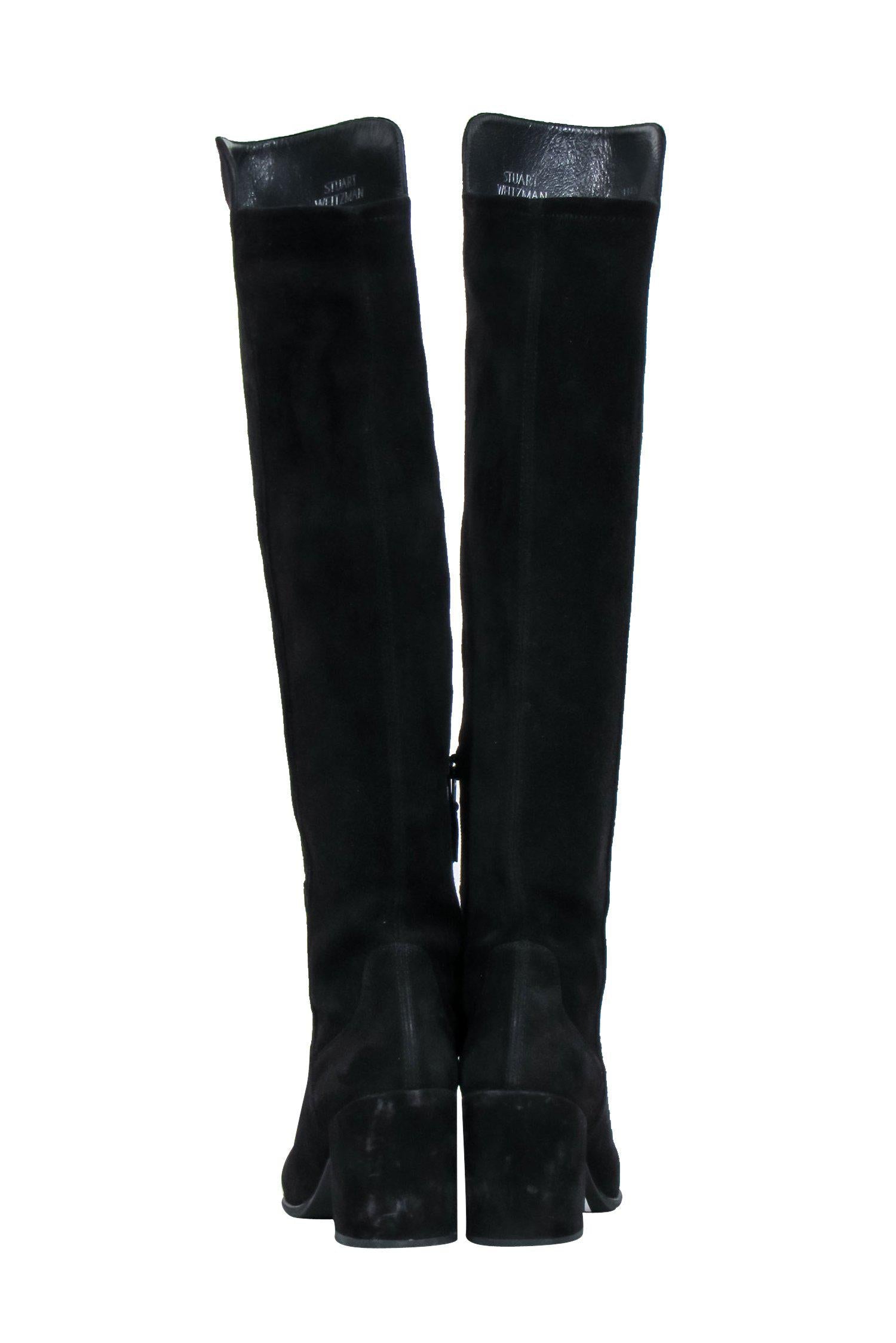 Stuart Weitzman's Gorgeous Black Suede Knee - High Heeled Boots, Size 6.5