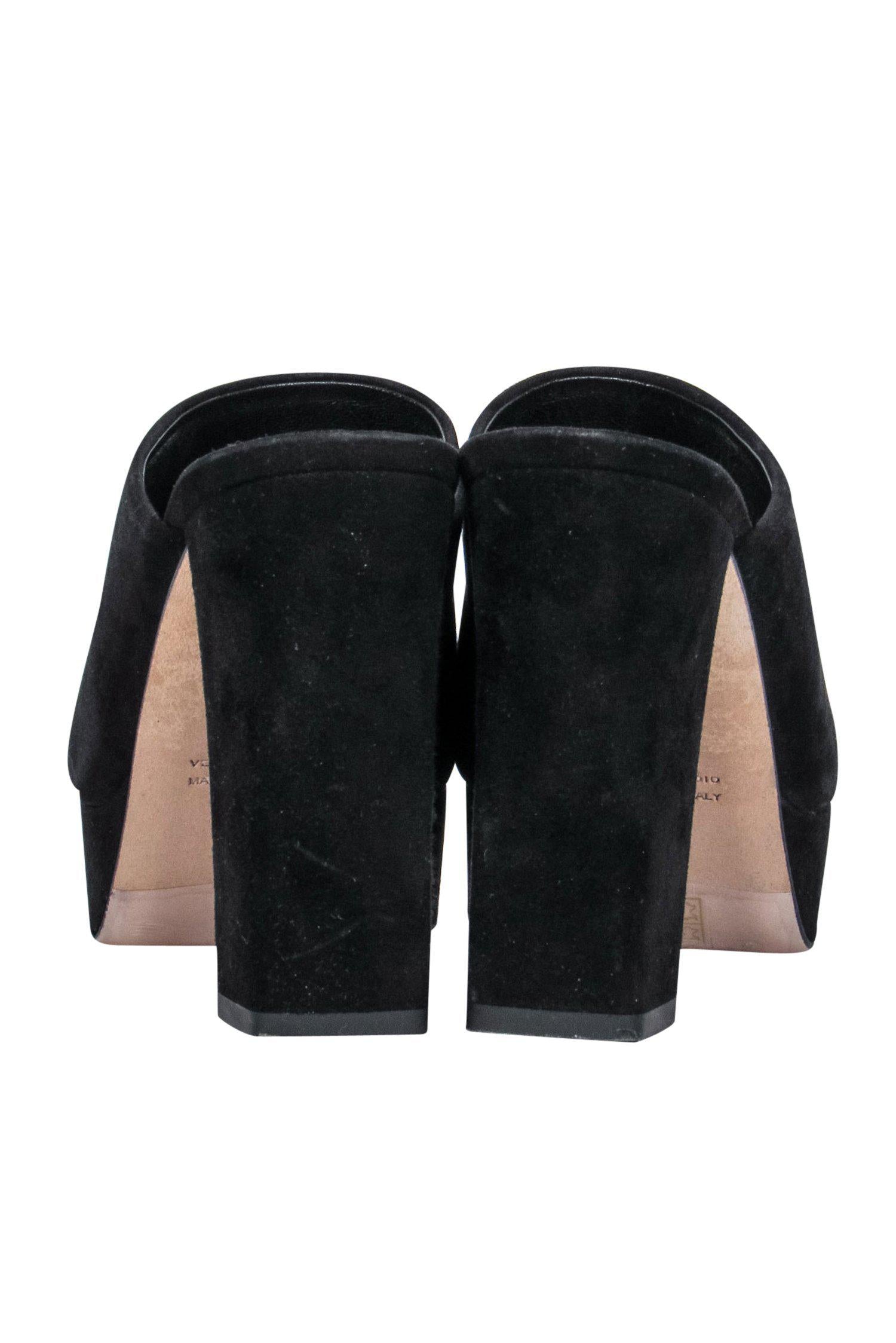 Tamara Mellon's Stunning Black Suede Heeled Mules - Size 6.5