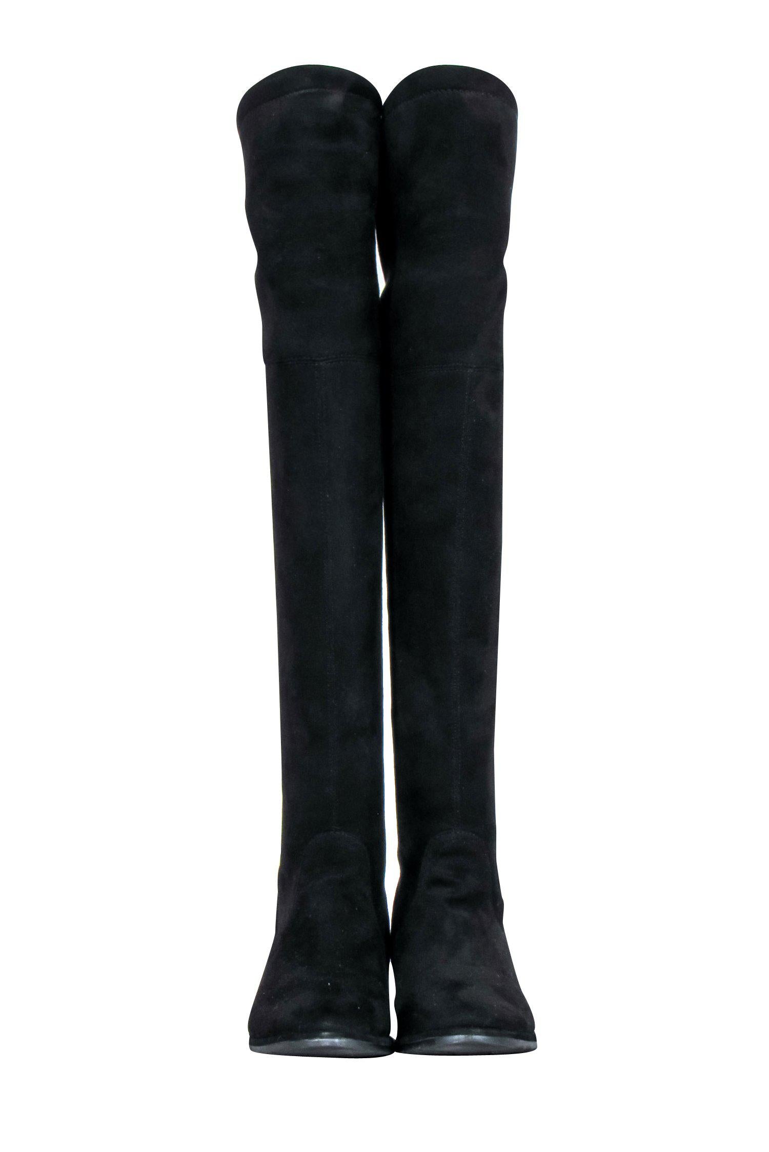 Stuart Weitzman Black Faux Suede Over-the-Knee Boots - Size 8.5