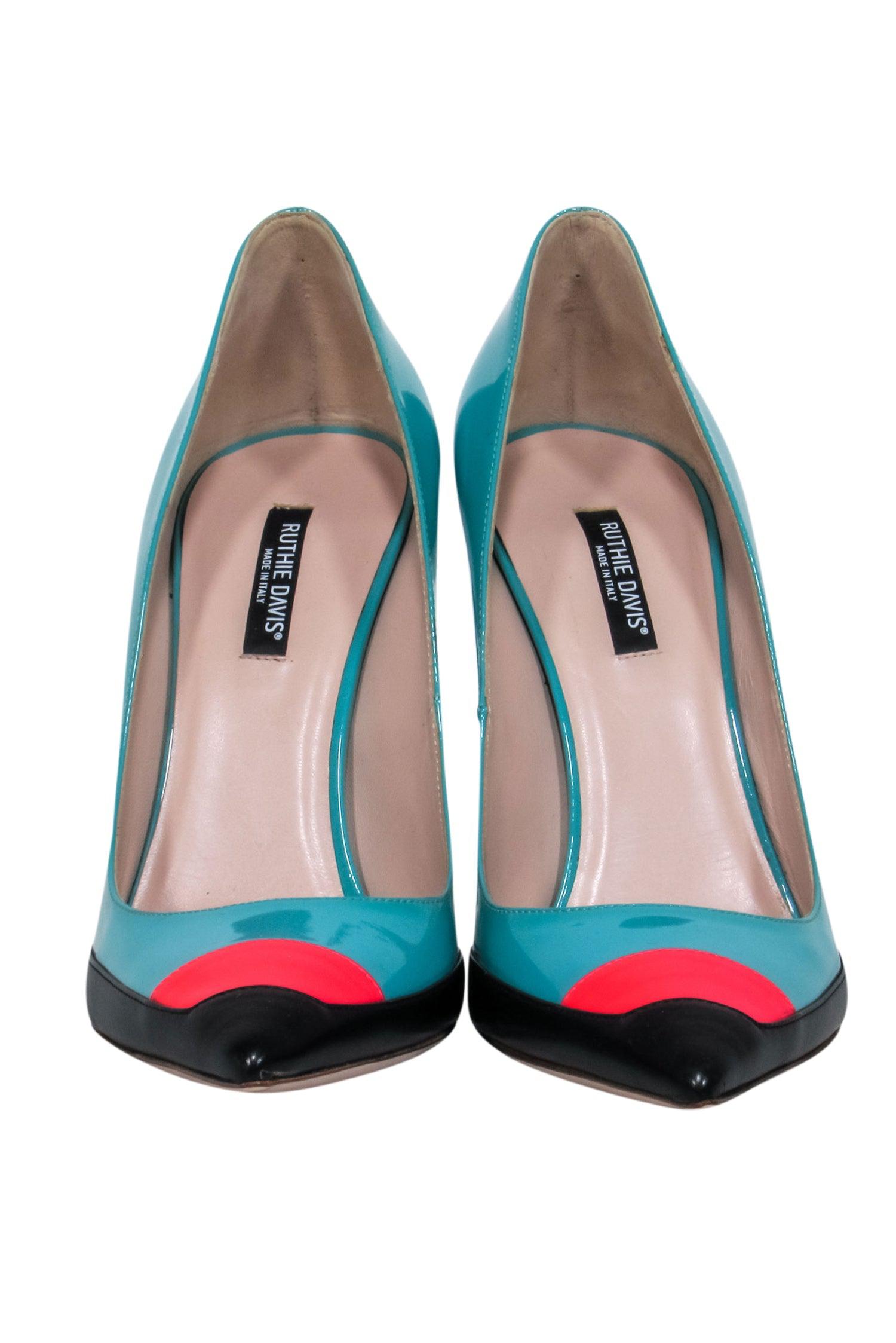 Ruthie Davis - Stunning Blue, Black & Pink Pointed Toe Heels in Size 10