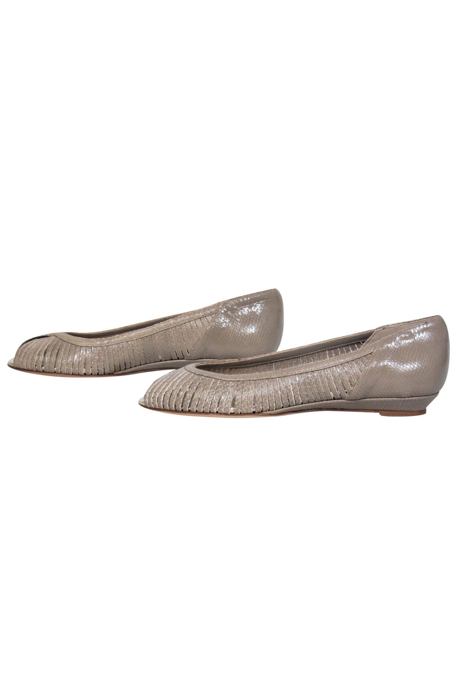 Loeffler Randall Taupe Open-Toe Leather Flats - Size 7: A Timeless Classic!