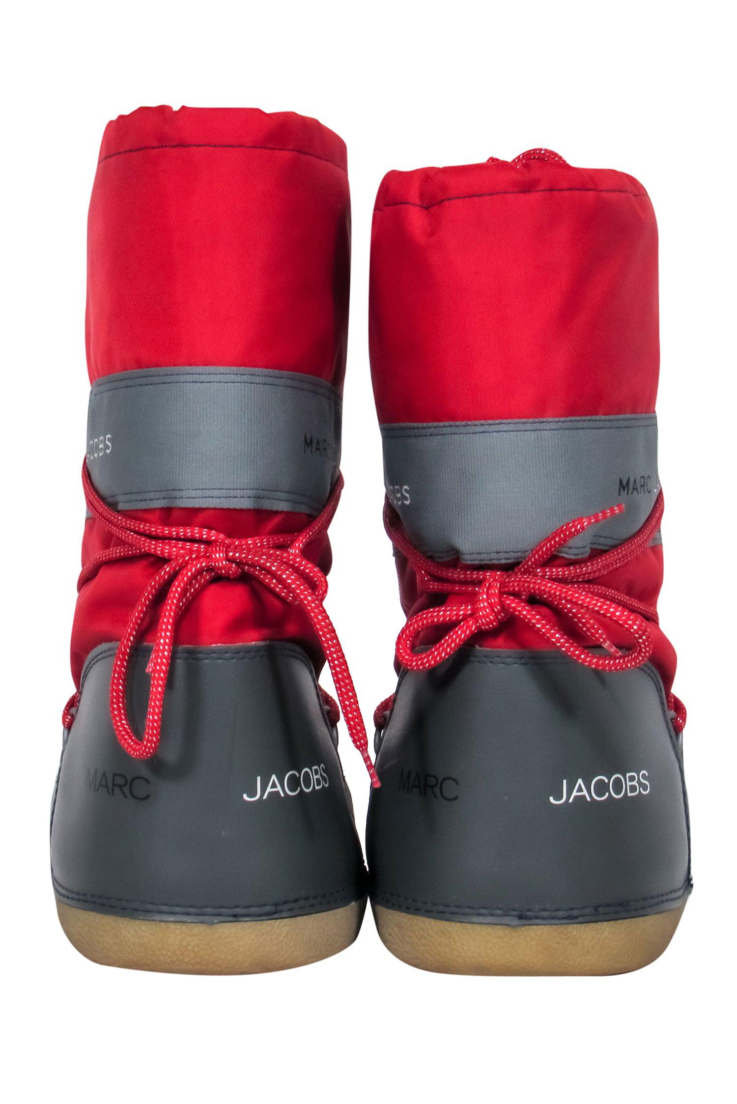 Marc Jacobs - Stunning Red & Gray Lace-Up Chunky Moon Boots in Size M