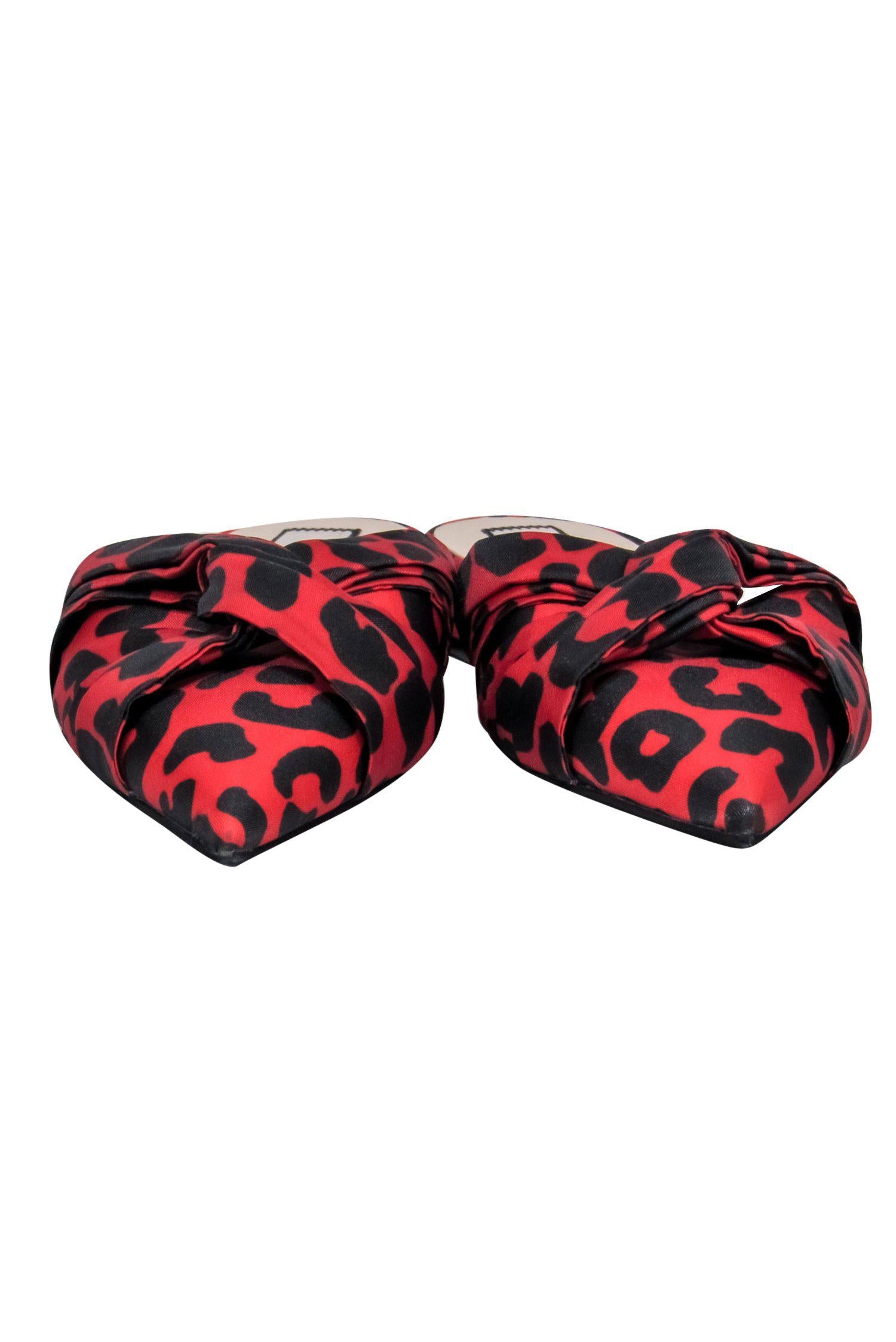 No. 21 Red & Black Leopard Print Pointed Toe Mules - Size 9.5: Fierce Fashion for You!