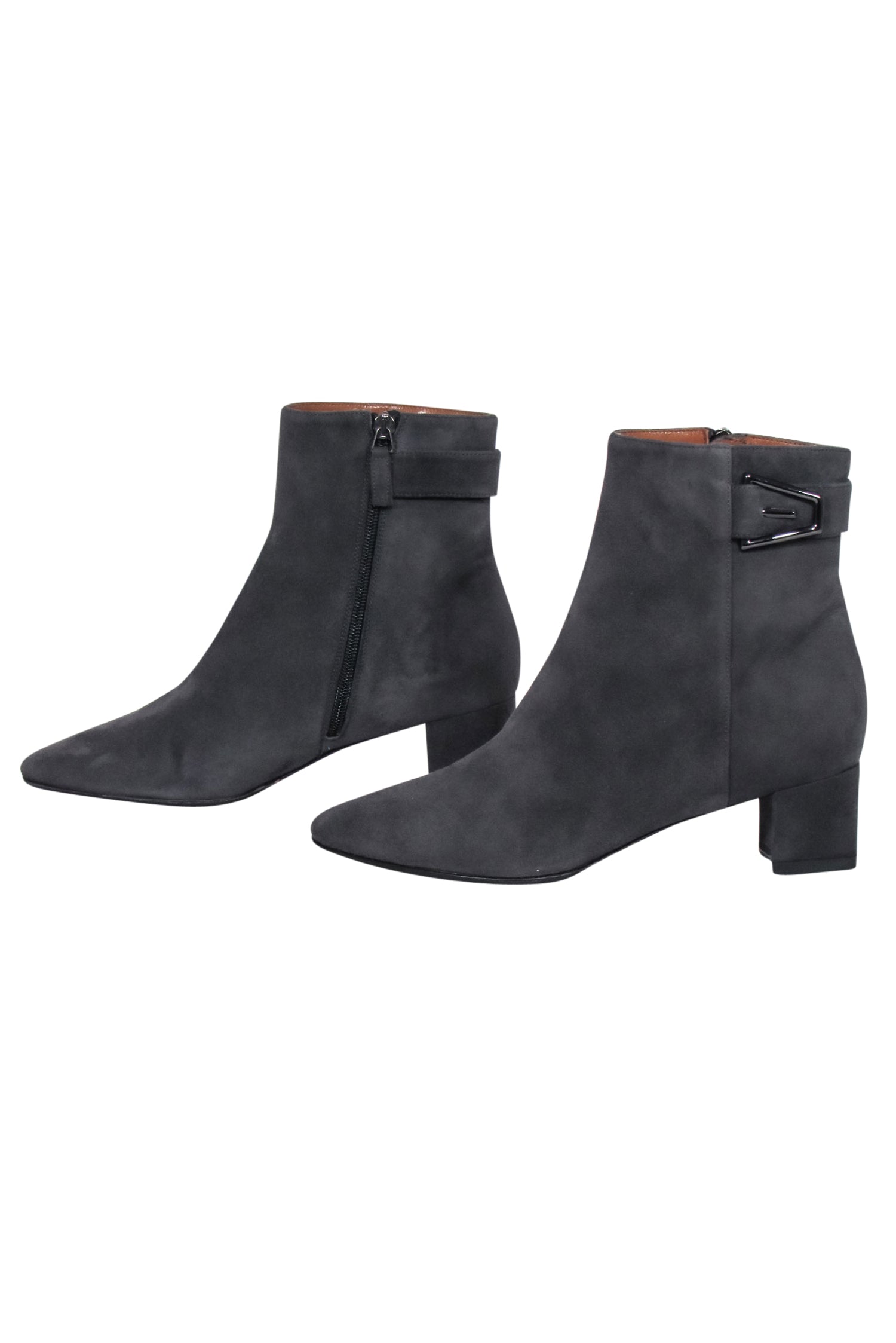 Aquatalia Grey Suede Pointed-Toe Short Boots - Size 8.5 - Fashion Forward!