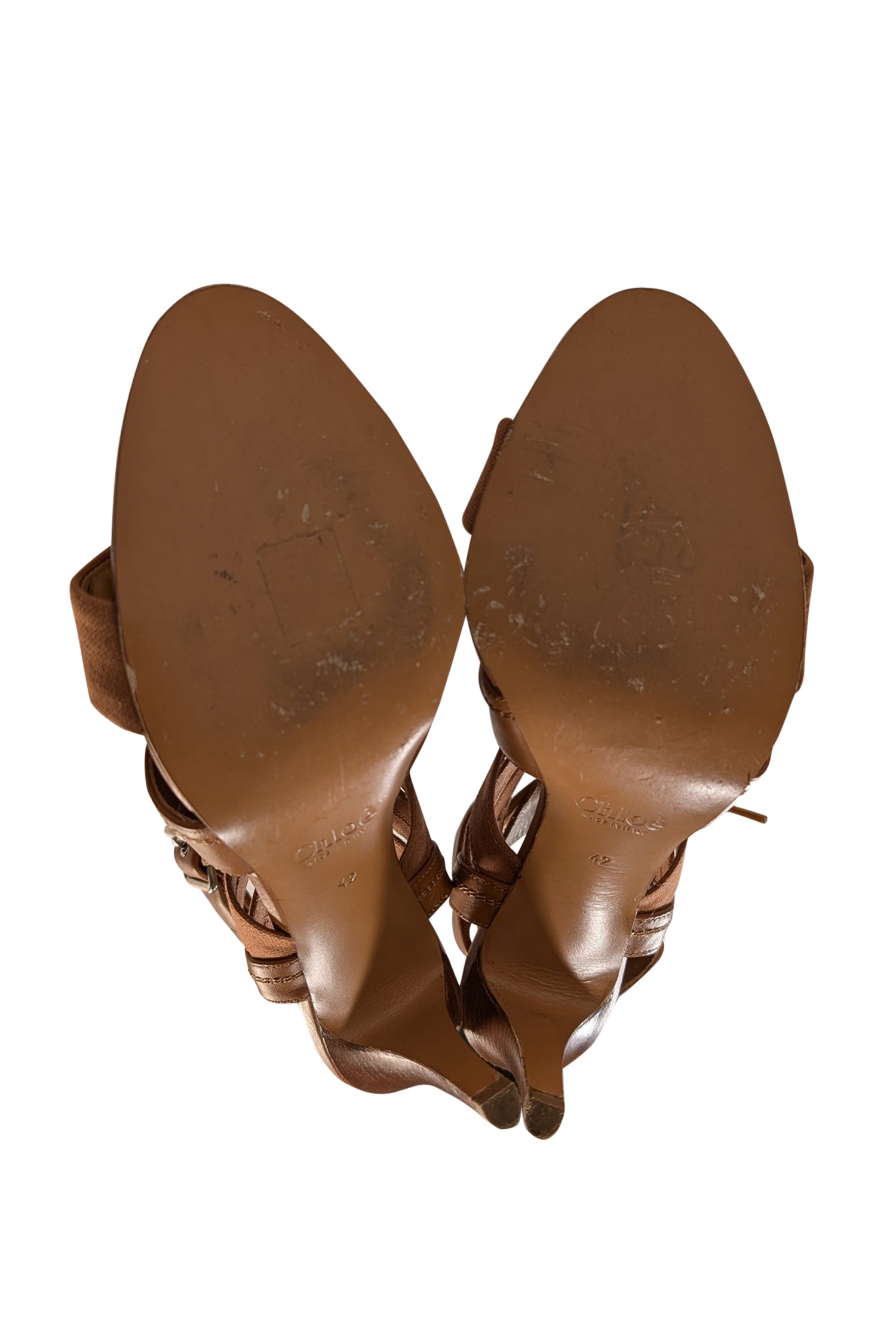 Chloe - Gorgeous Tan Leather & Woven Strappy Open Toe Pumps in Size 12
