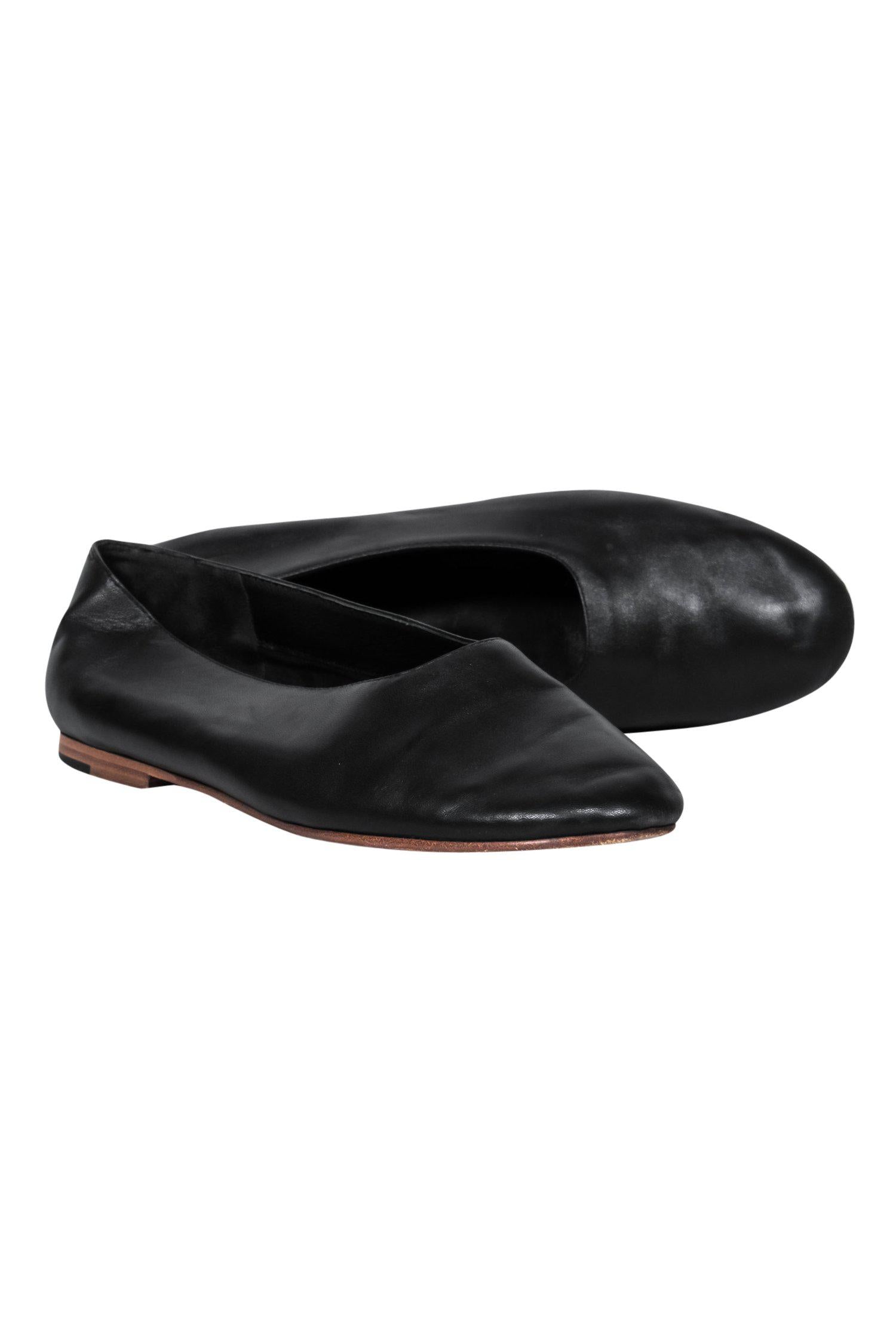 Vince's Stunning Black Leather Maxwell Flats - Size 7
