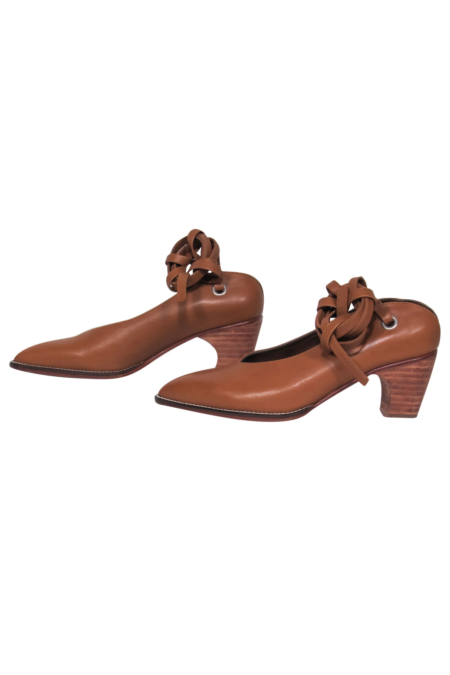 Rachel Comey Brown Leather Pointed Toe Lace - Up Heels - Size 7: Glam Up Your Nights!