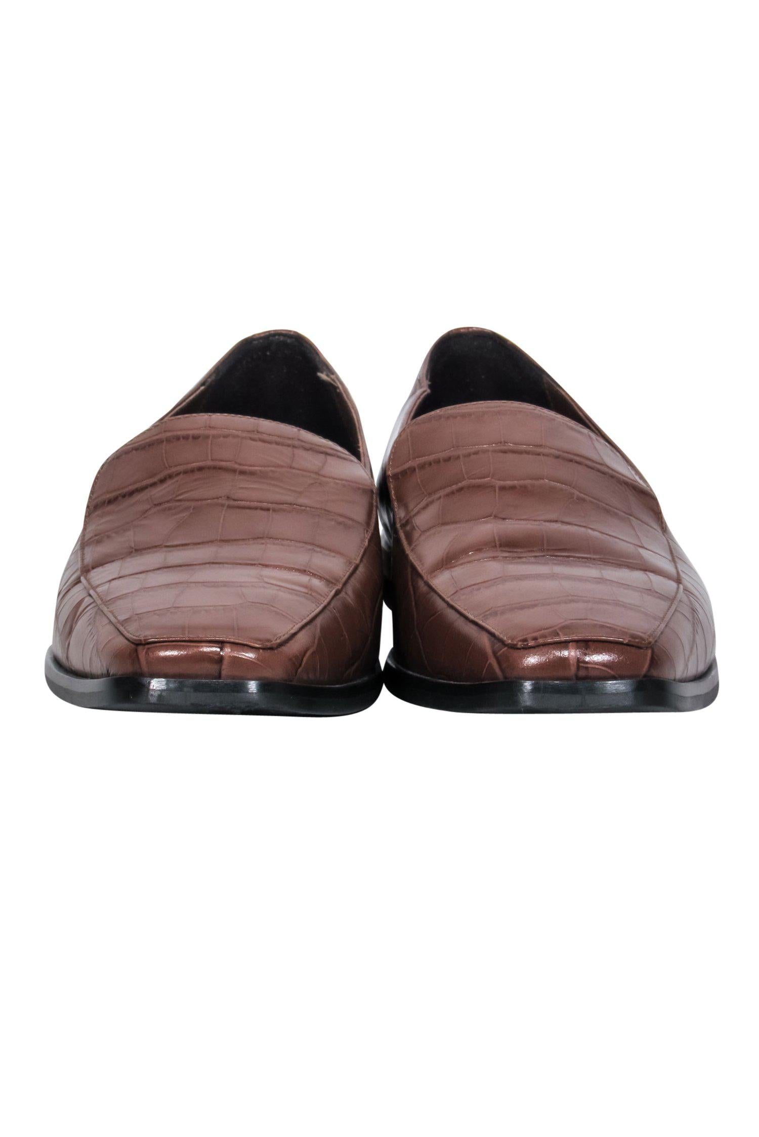 Everlane Brown Crocodile Embossed Leather Loafers - Size 8.5: A Must - Have for Fashionable Boss Ladies!