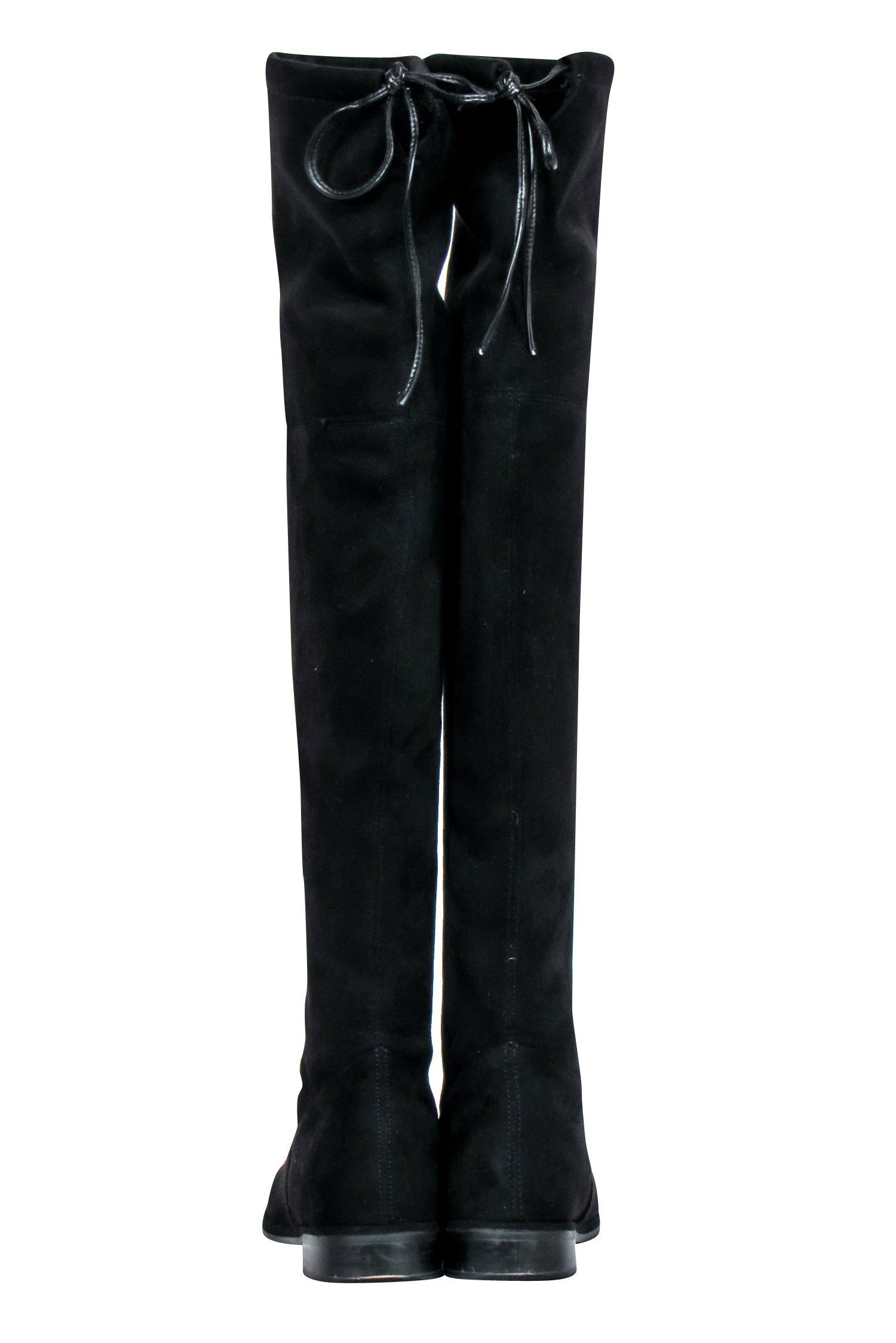 Stuart Weitzman Black Faux Suede Over-the-Knee Boots - Size 8.5