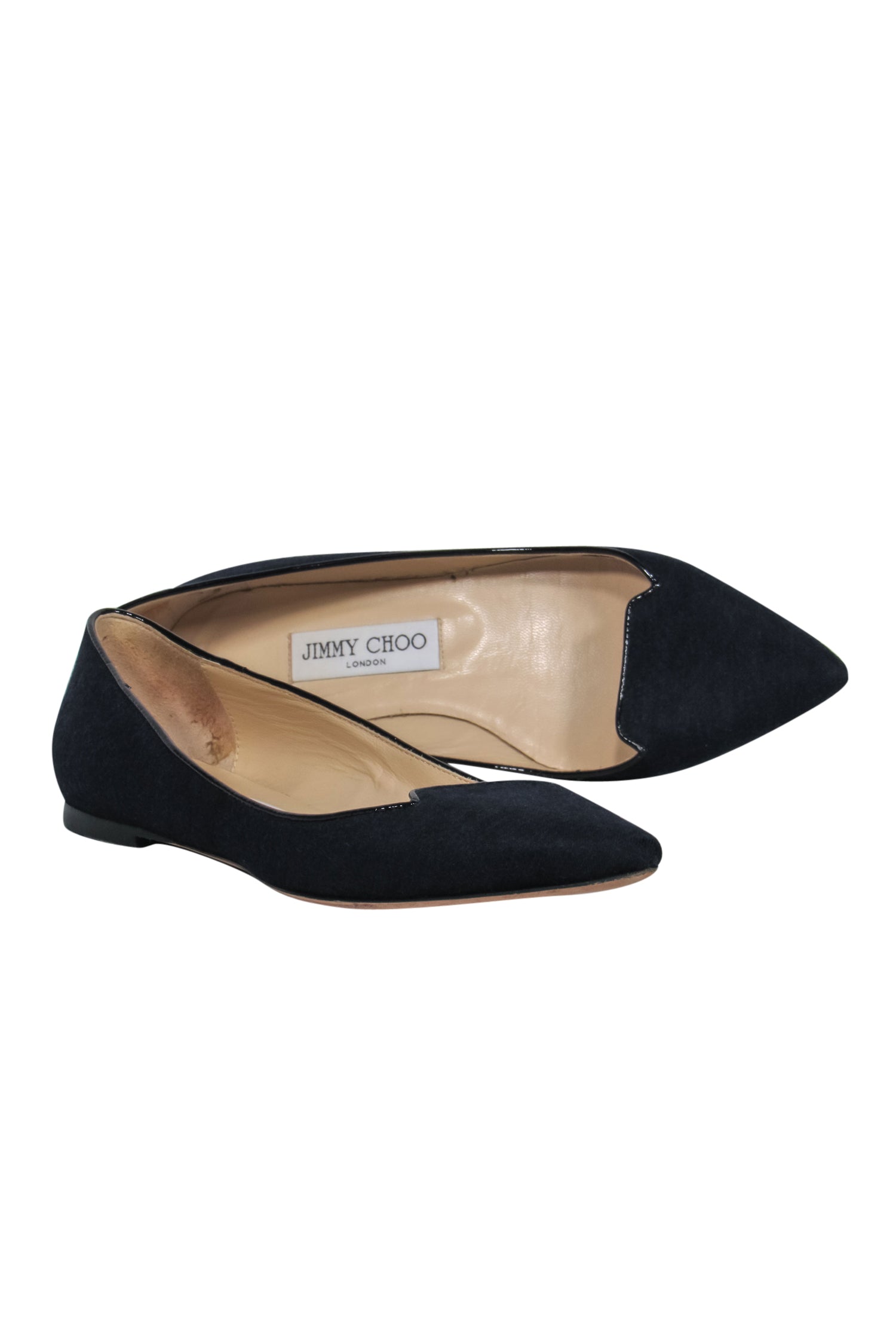 Jimmy Choo Dark Navy Felt Pointed Toe Ballet Flats - Size 6.5: Timeless Elegance!