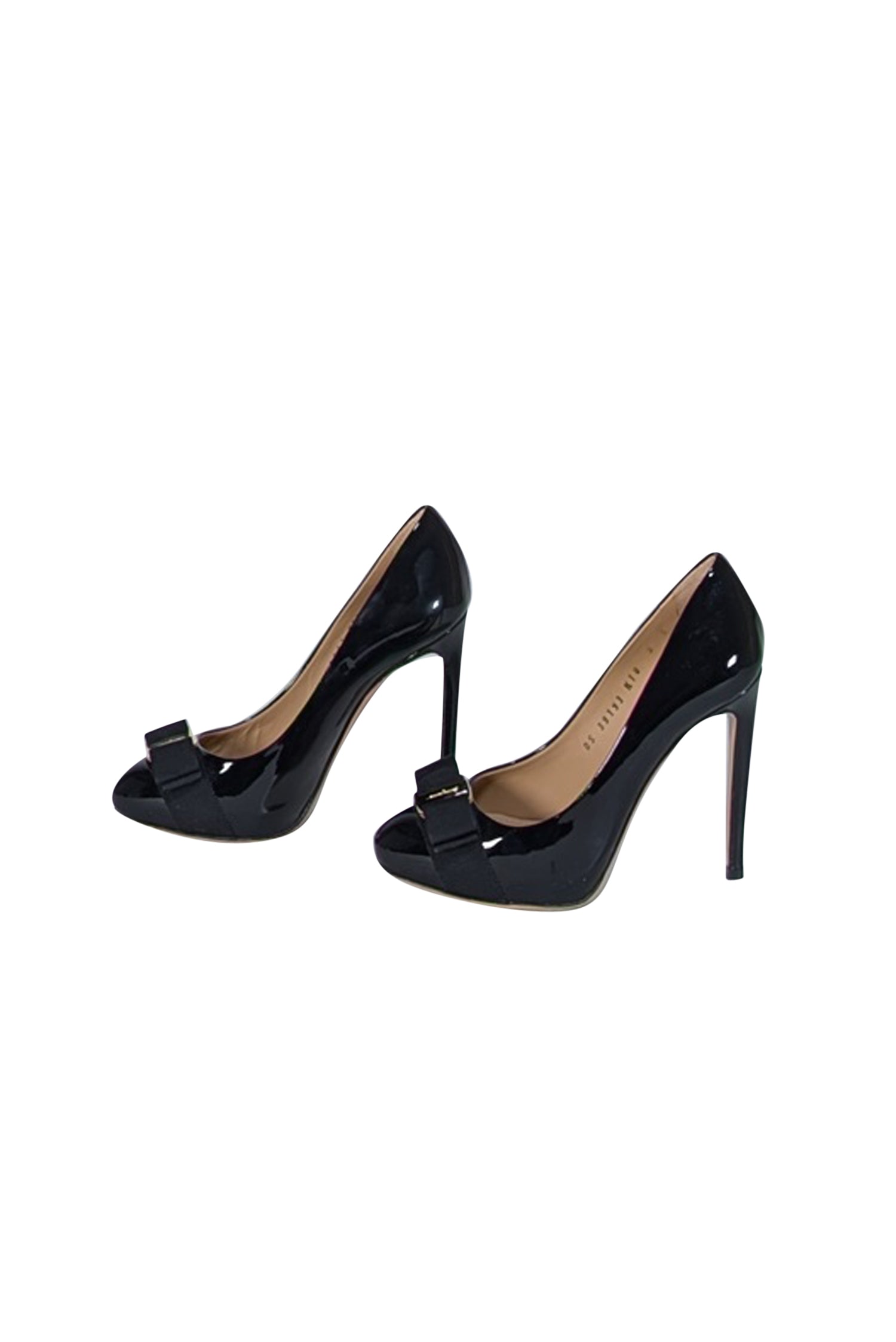 Ferragamo Black Patent Leather Bow Front Pumps - Size 5: Irresistible Style!
