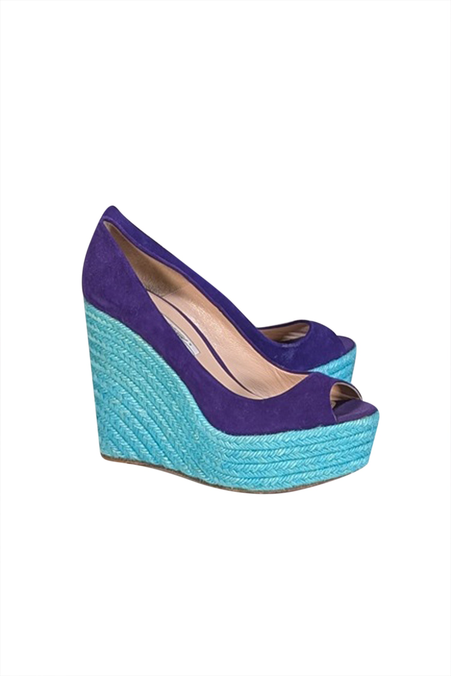 Brian Atwood Indigo Suede Espadrille Wedges - Size 10 Summer Must-Have
