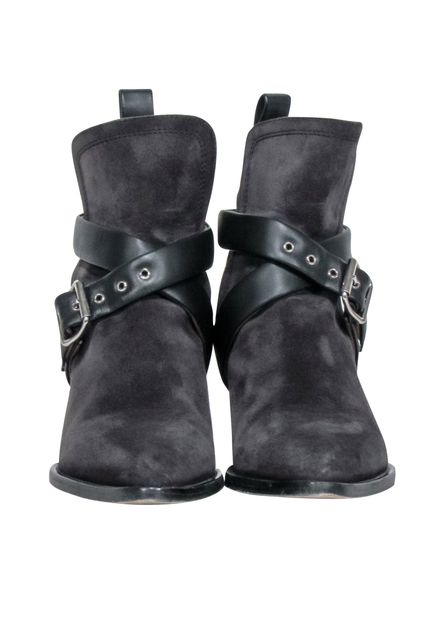 Chloe's Grey Suede Rylee Strap Booties - Size 8: Fall Fashion Must-Haves!