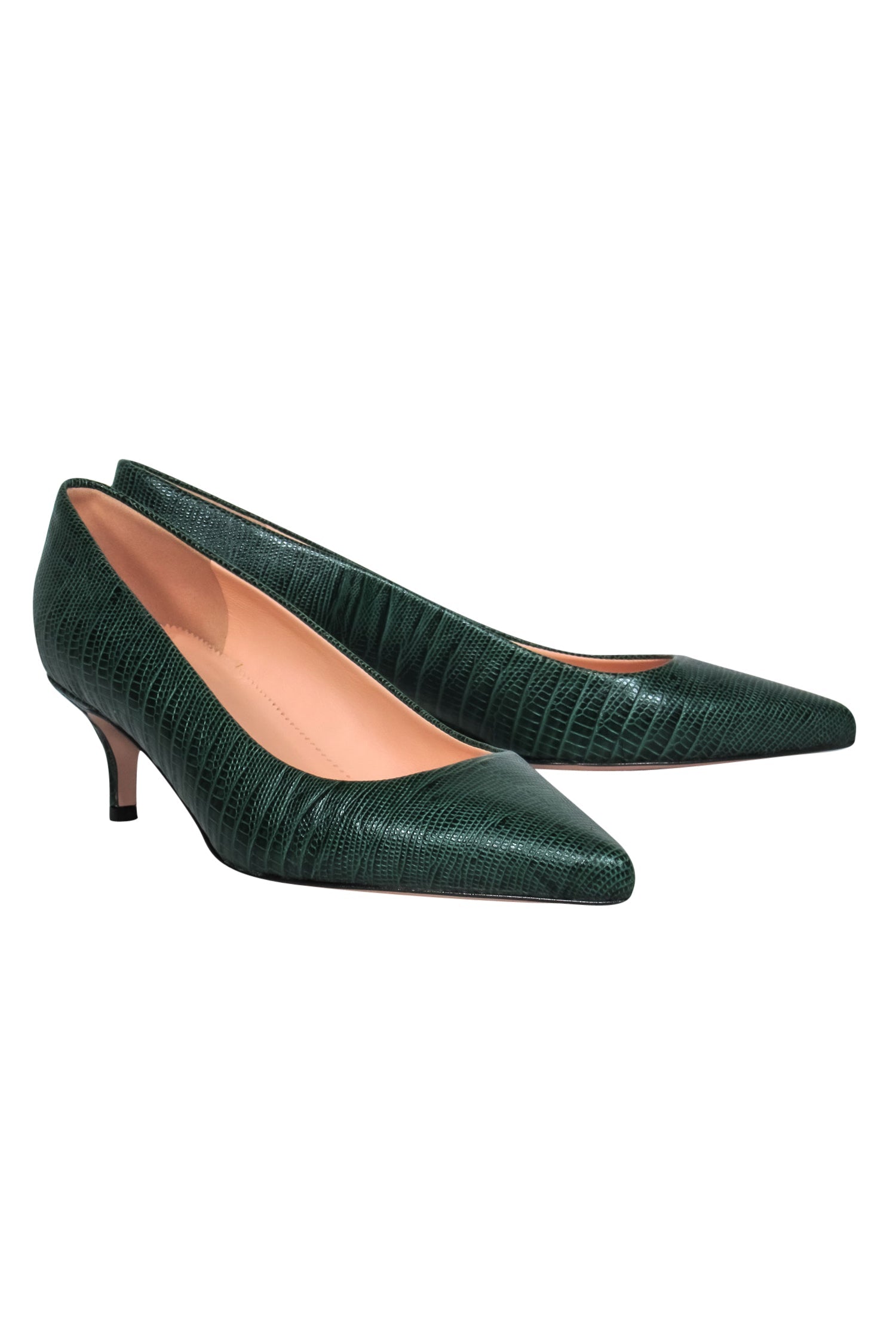 J.Crew Emerald Green Crocodile Embossed Kitten Heels - Size 9: Fierce and Fabulous!