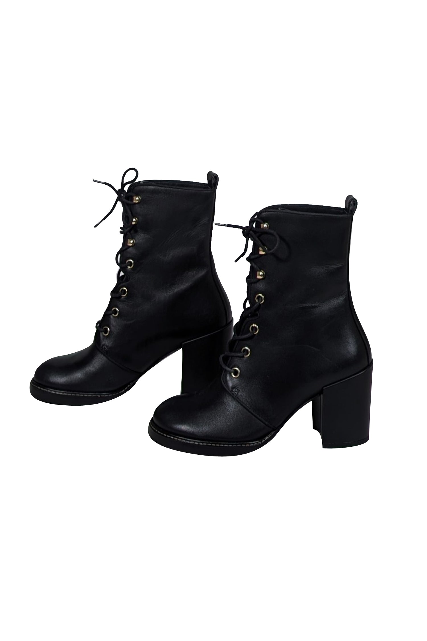 Stuart Weitzman - Stylish Black Leather Cassey Lace - Up Boots, Size 7