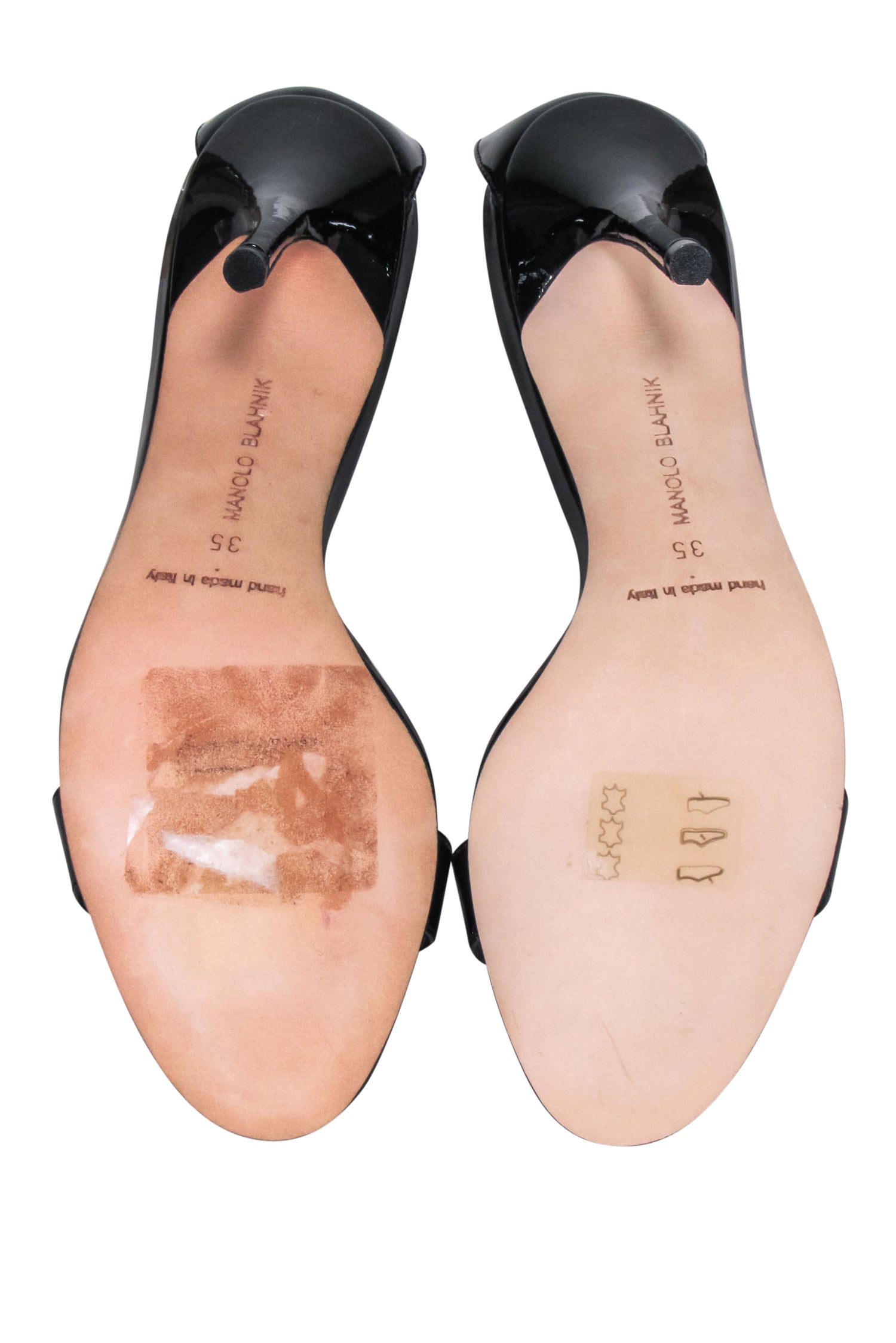 Manolo Blahnik's Stunning Black Patent Leather Annesa Strappy Pumps - Size 5