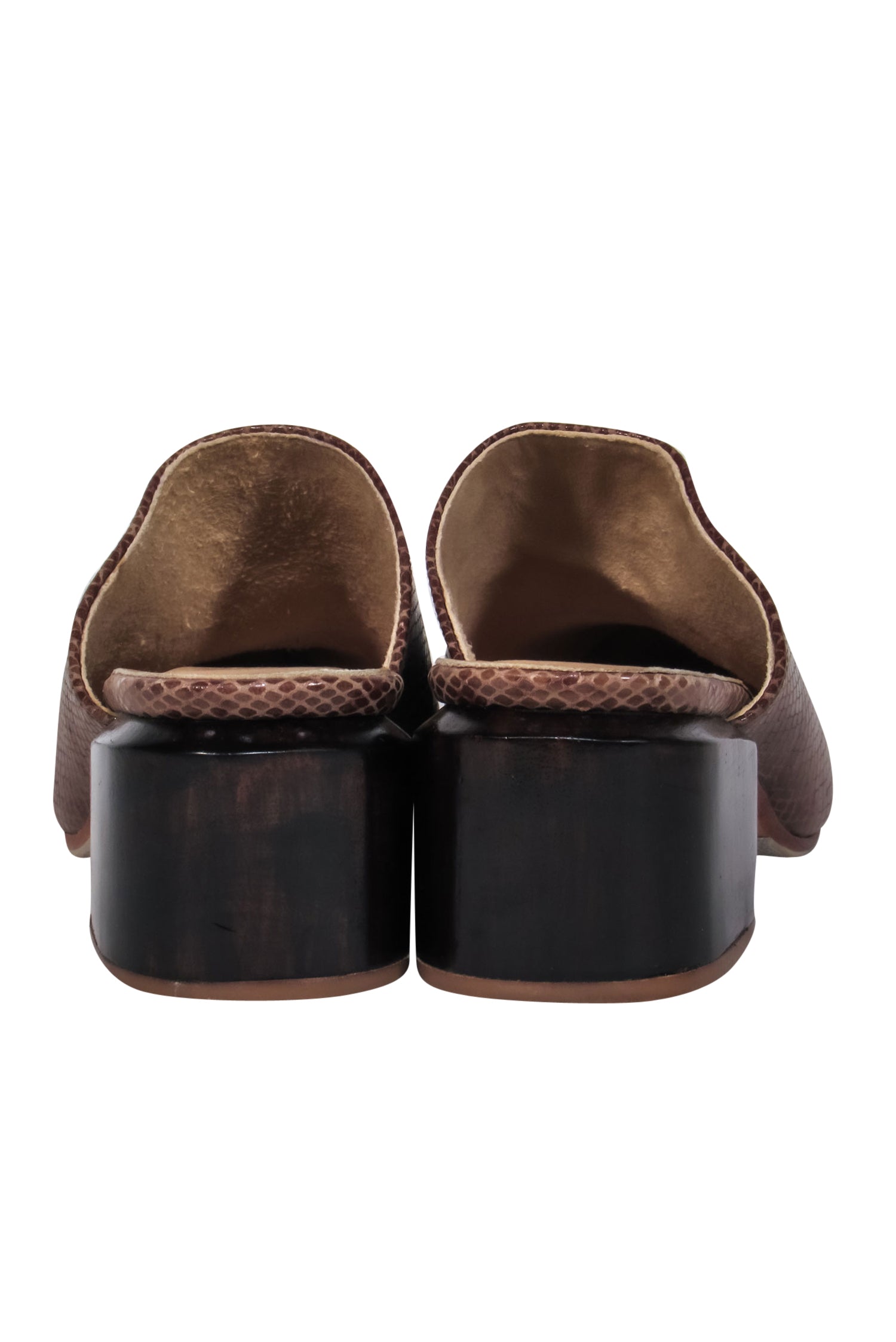 James Smith Brown Snakeskin Pointed Toe Heeled Mules - Size 10: Fashion's Wild Choice!