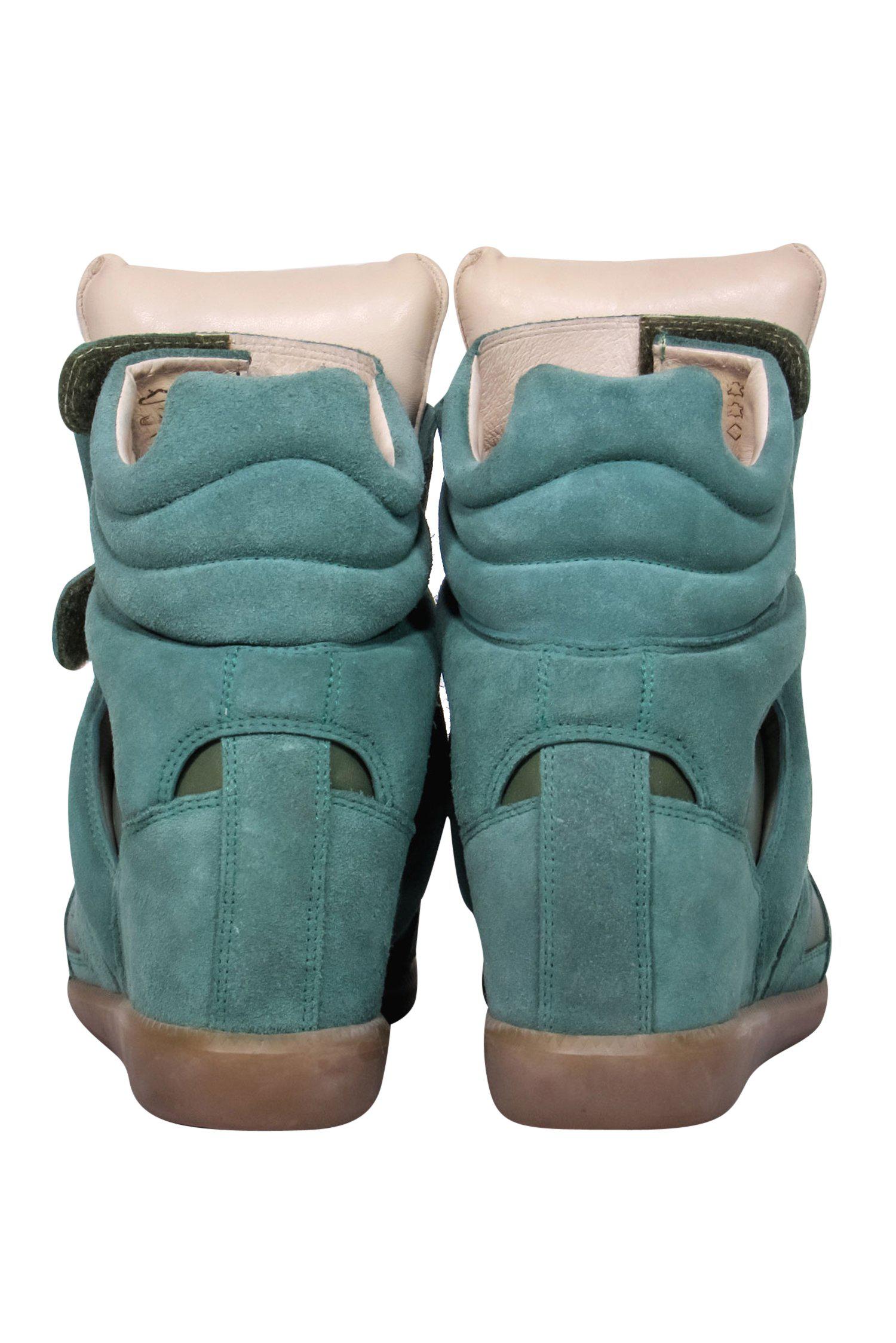 Isabel Marant Sage Green Suede Wedge Sneakers - Size 8: Elevate Your Style!