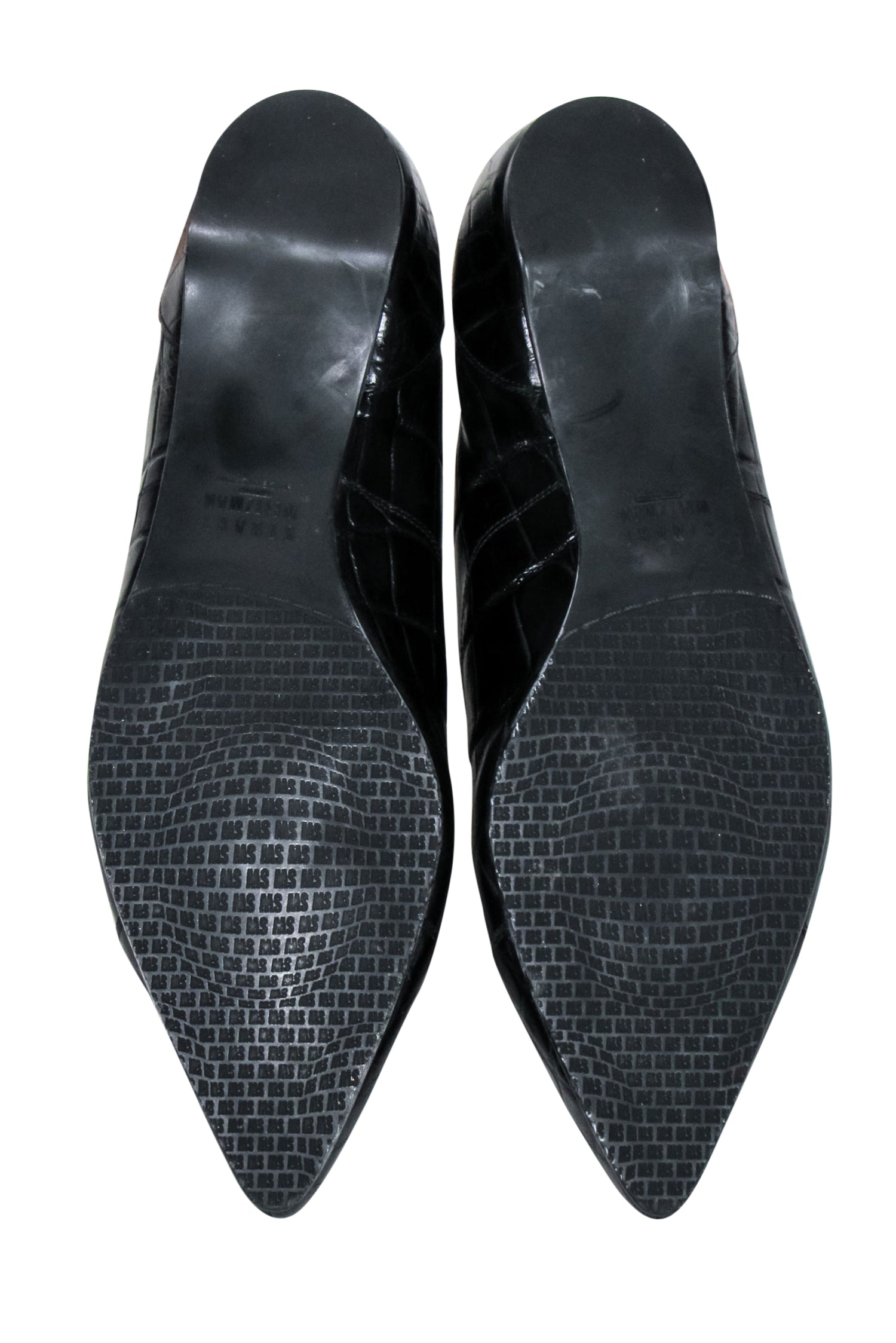 Stuart Weitzman Black Croc-Embossed Leather Flats - Size 8, A Must-Have!