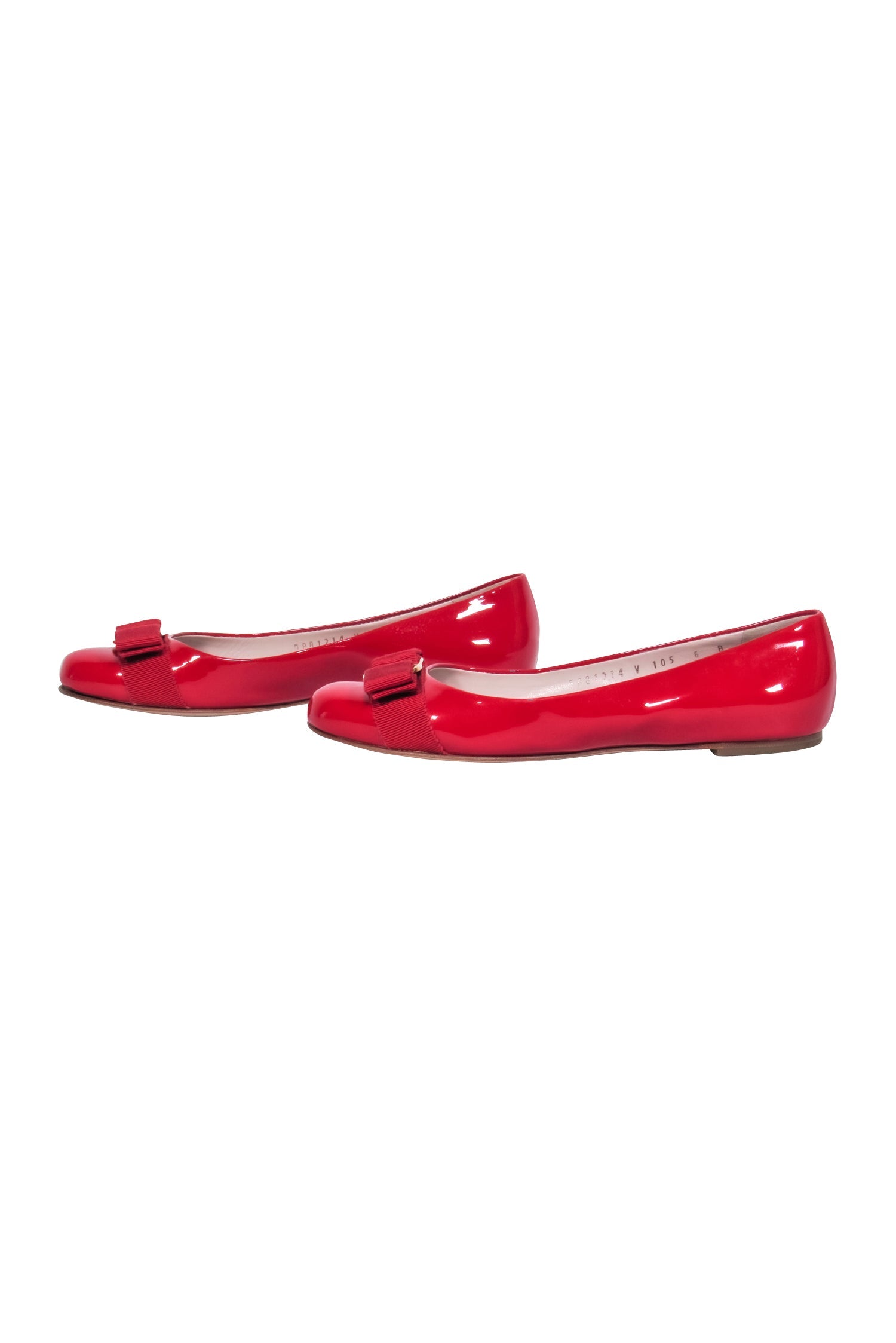 Ferragamo's Stunning Red Patent Leather Ballet Flats with Bow - Size 6
