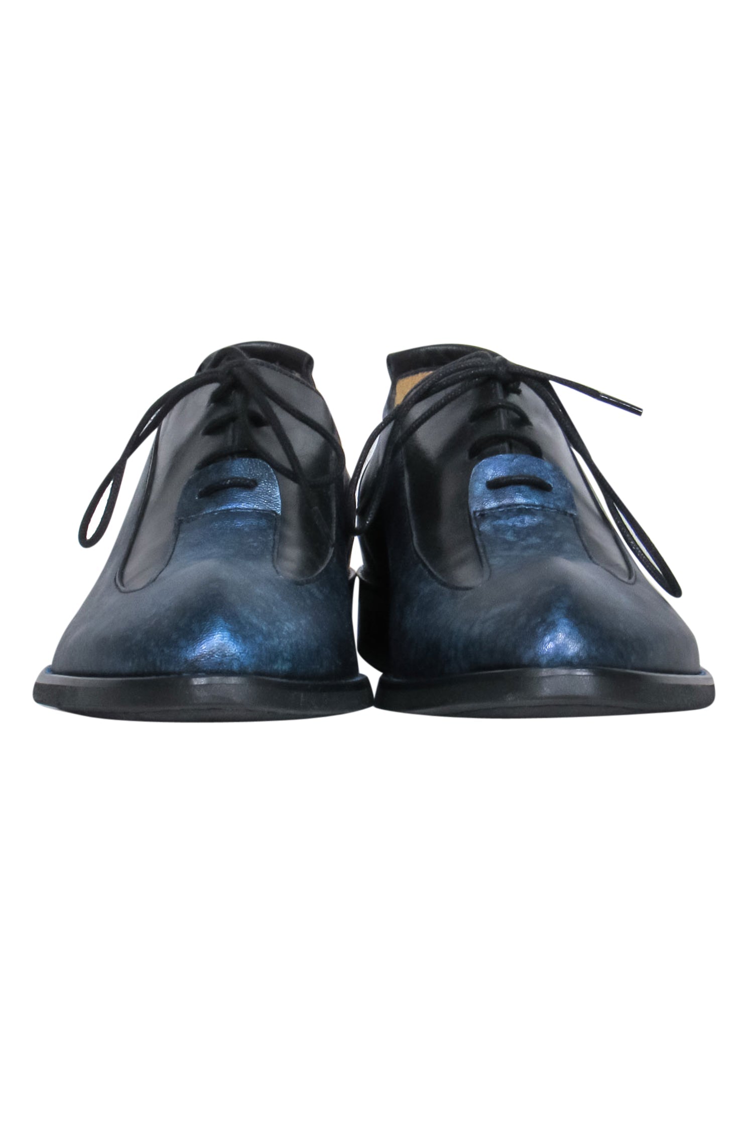 John Fluevog - Blue & Black Metallic Speckled Leather Lace - Up 'Sea Angel' Loafers Size 7.5: Be Bold!
