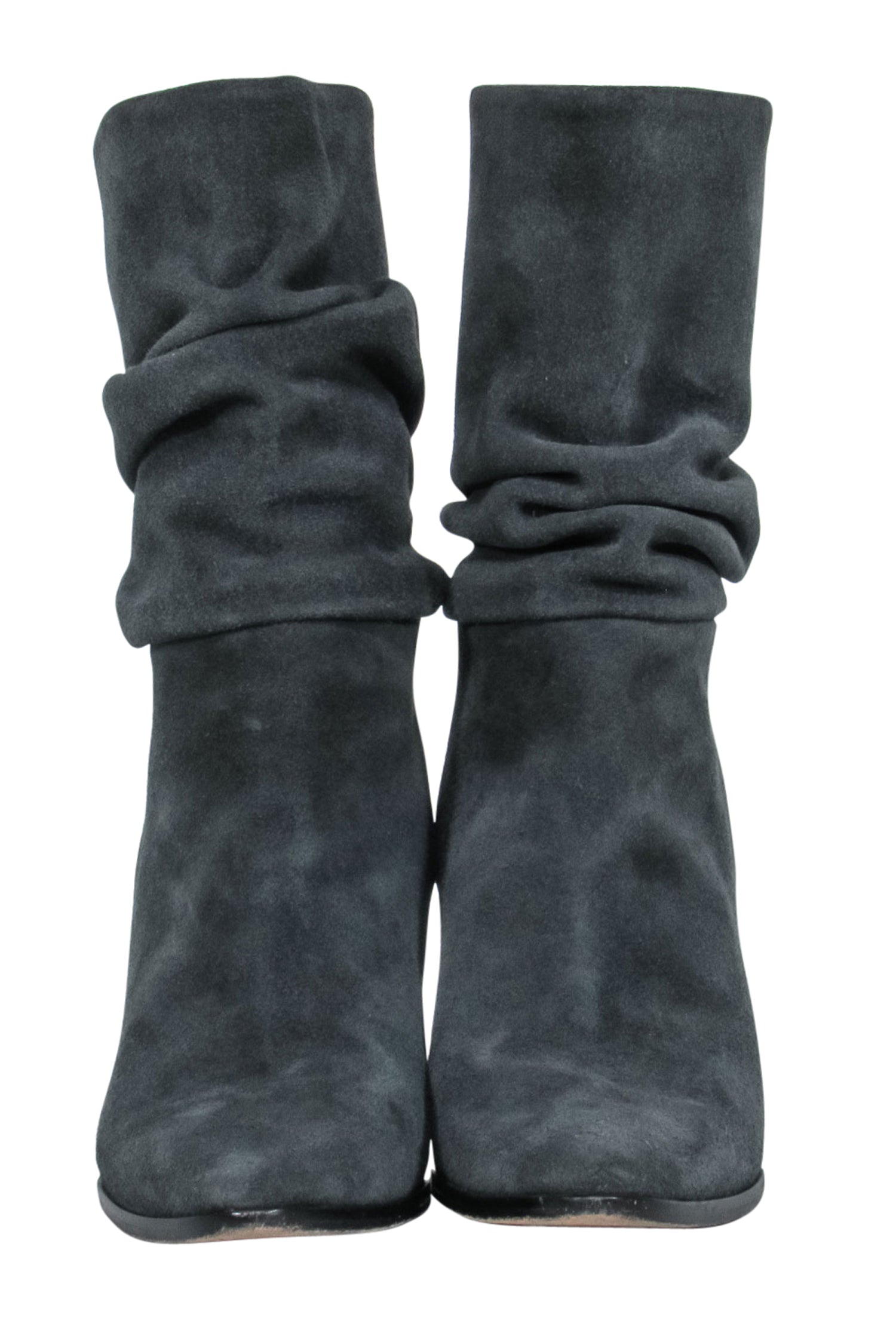 Manolo Blahnik Slate Grey Suede Slouchy Boots - Size 8 - A Fall Fashion Must-Have